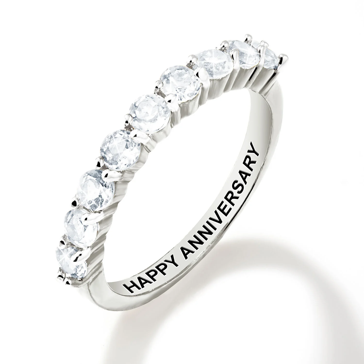 Platinum over Sterling Half Eternity Round White Topaz Ring - Image 4