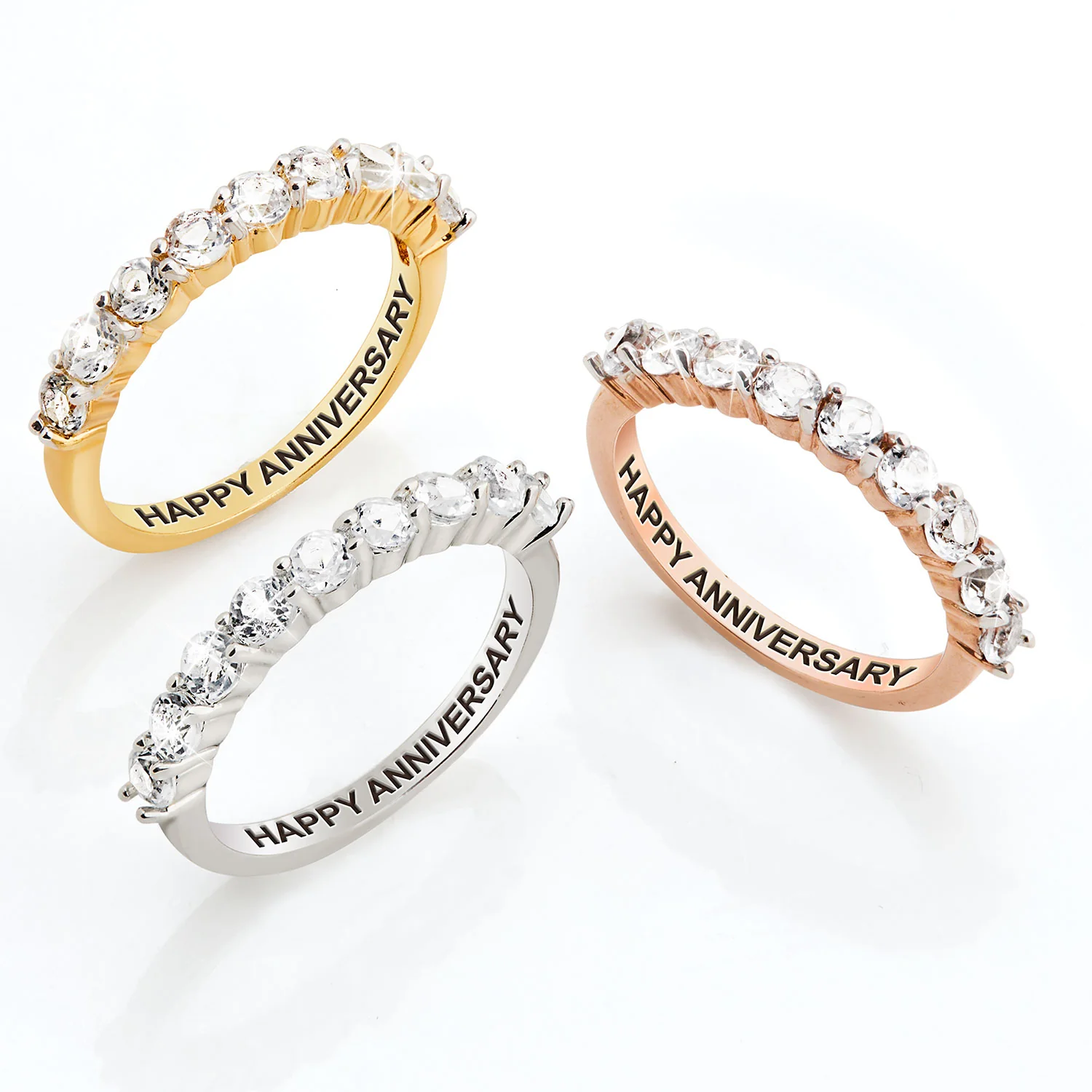 Platinum over Sterling Half Eternity Round White Topaz Ring - Image 6