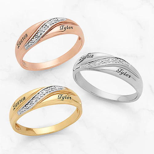 Platinum over Sterling Men's Diamond Accent Engraved Wedding Band - Image 4