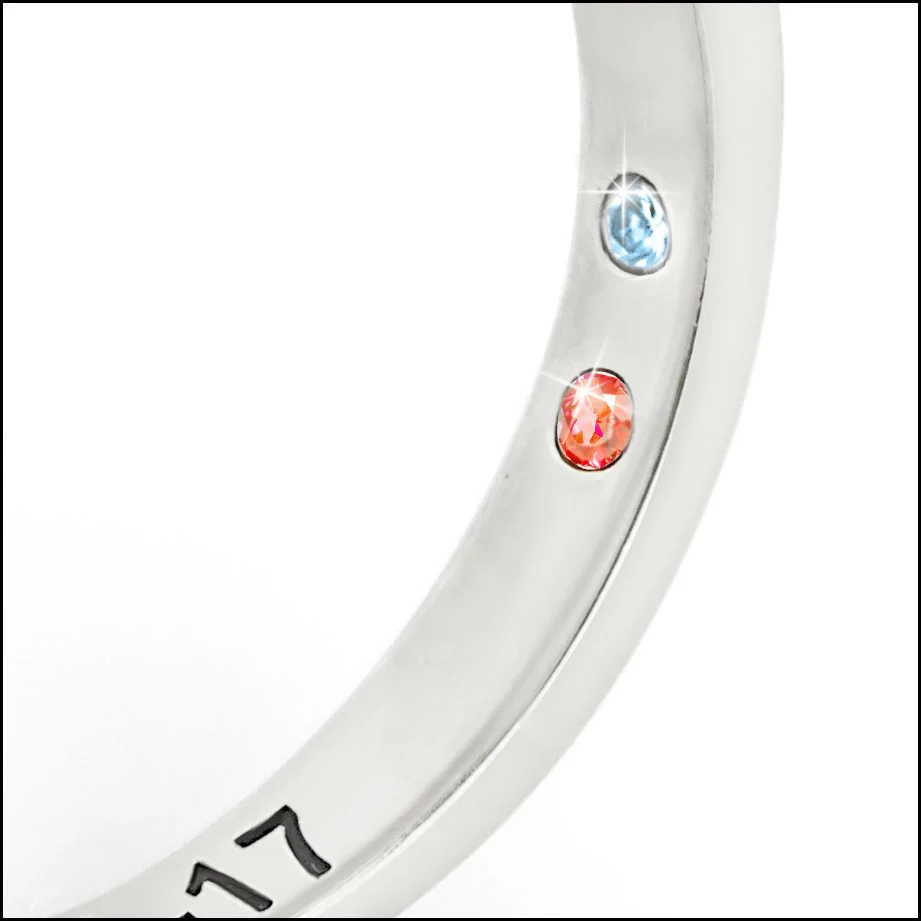 Platinum over Sterling Round Hidden Halo White Topaz Hidden Birthstone Engagement Ring - Image 6