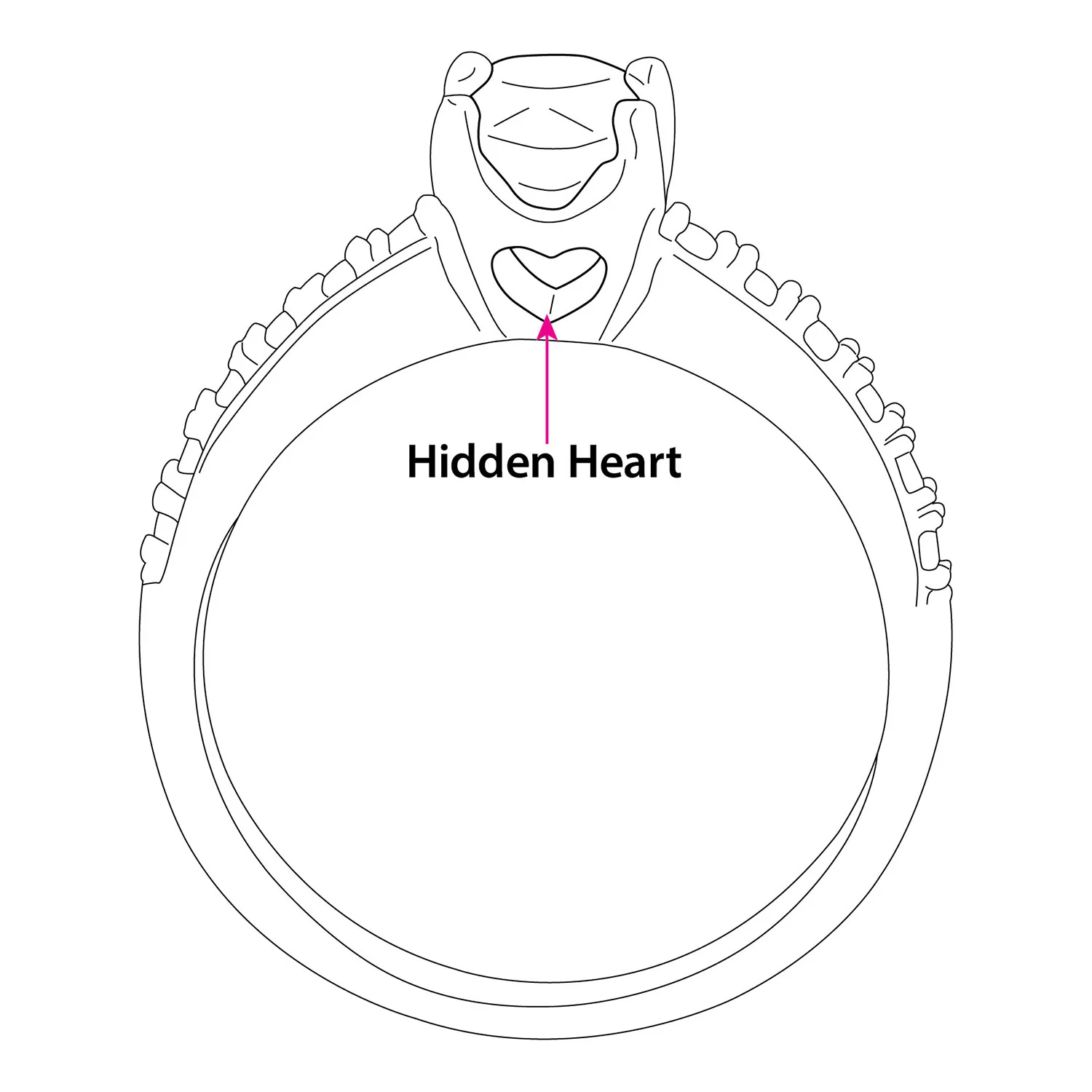 Platinum over Sterling Square White Topaz Open Heart Engraved Wedding Ring - Image 7
