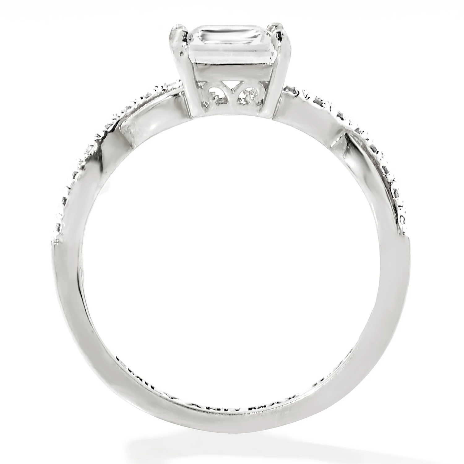 Platinum over Sterling Square White Topaz Twist Engagement Ring - Image 5