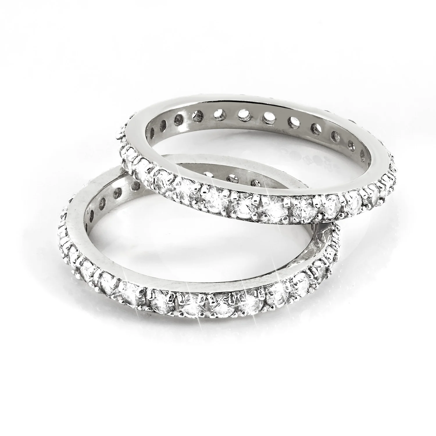Platinum over Sterling White Topaz Eternity Band - 2pc Set - Image 3