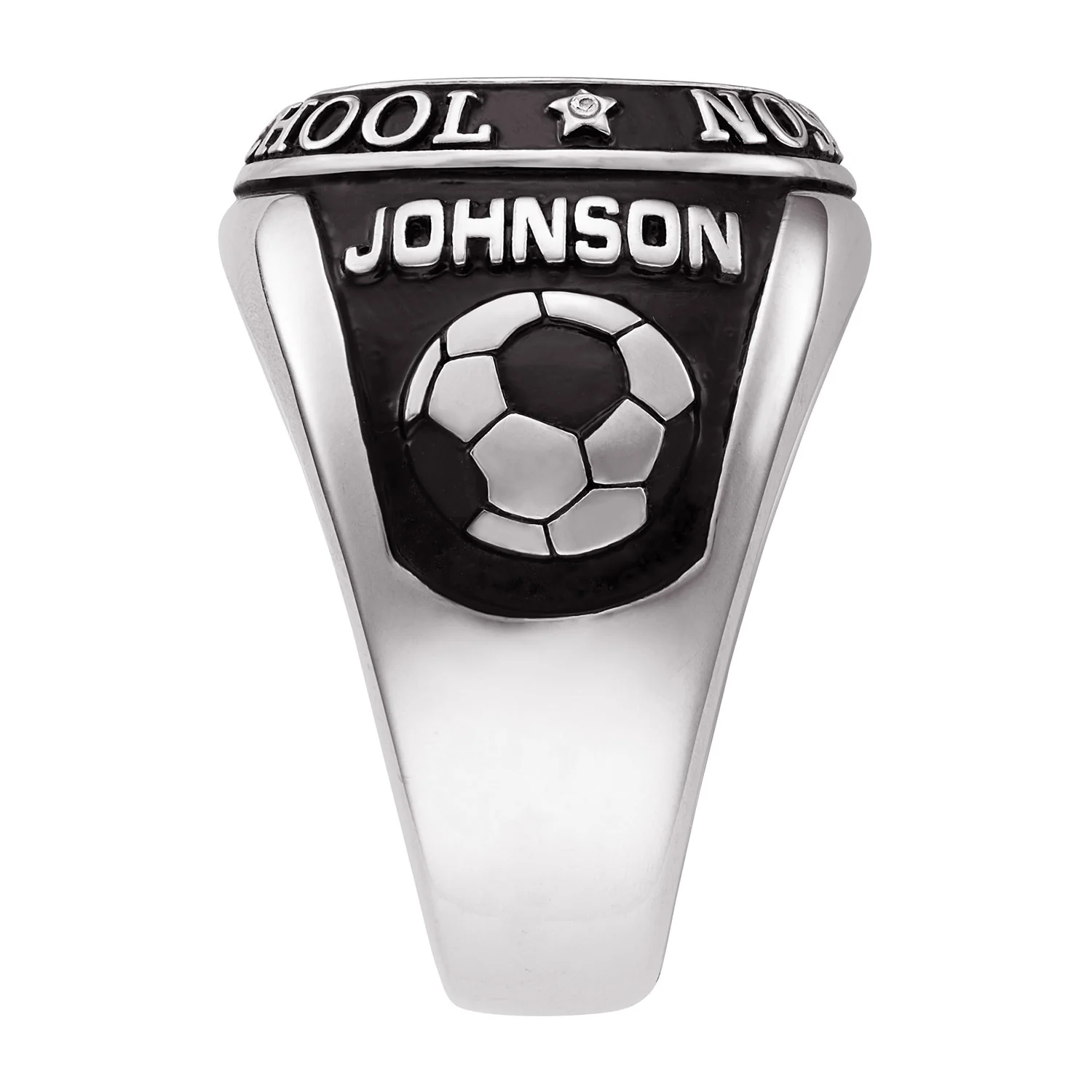 Platinum Plated Sterling Silver Double Row Traditional Men's Class Ring - Image 4