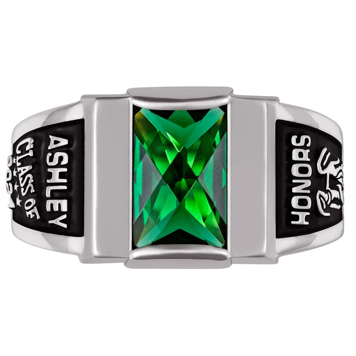 Platinum Plated Sterling Silver Traditional Deco Stone Ladies Class Ring - Image 2