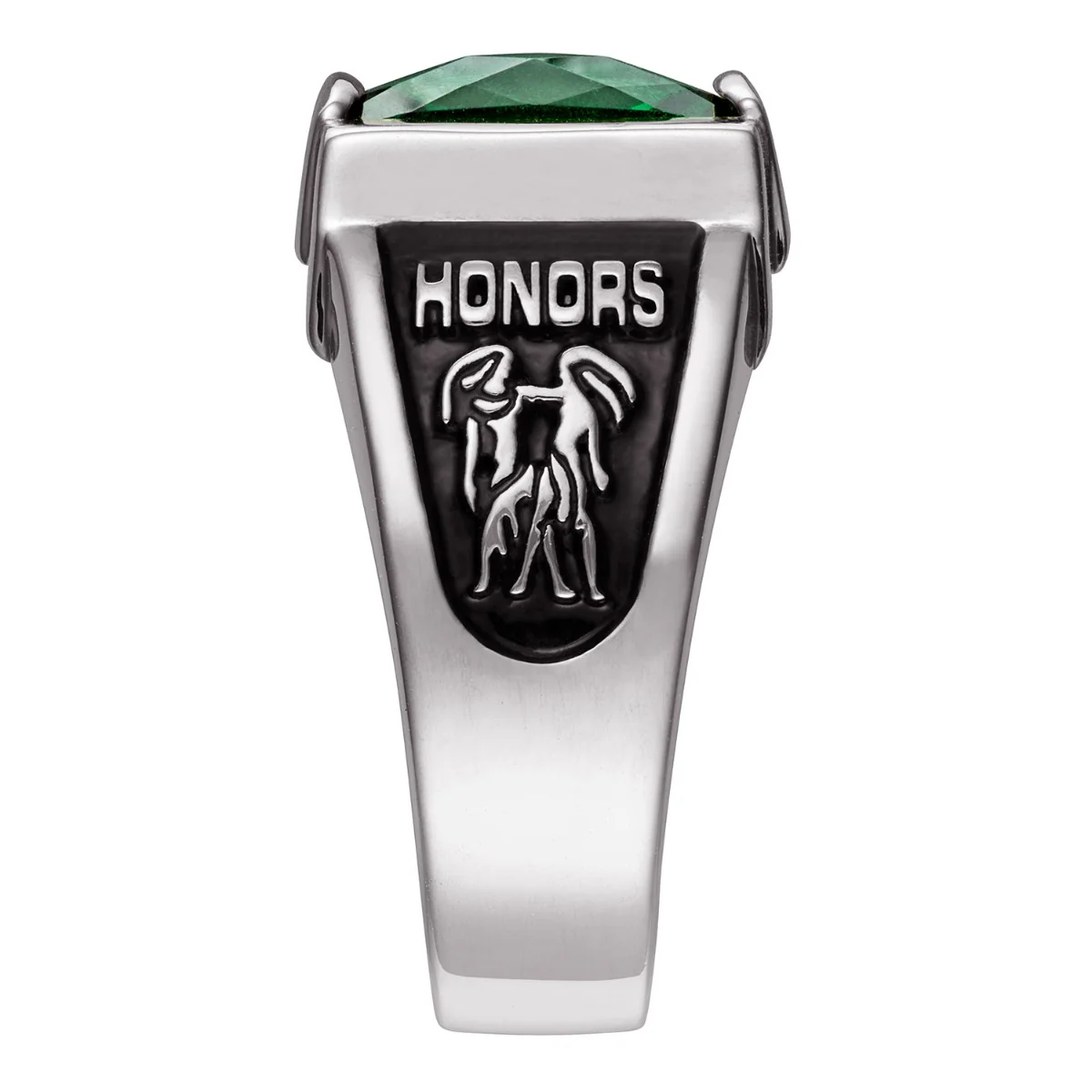 Platinum Plated Sterling Silver Traditional Deco Stone Ladies Class Ring - Image 4
