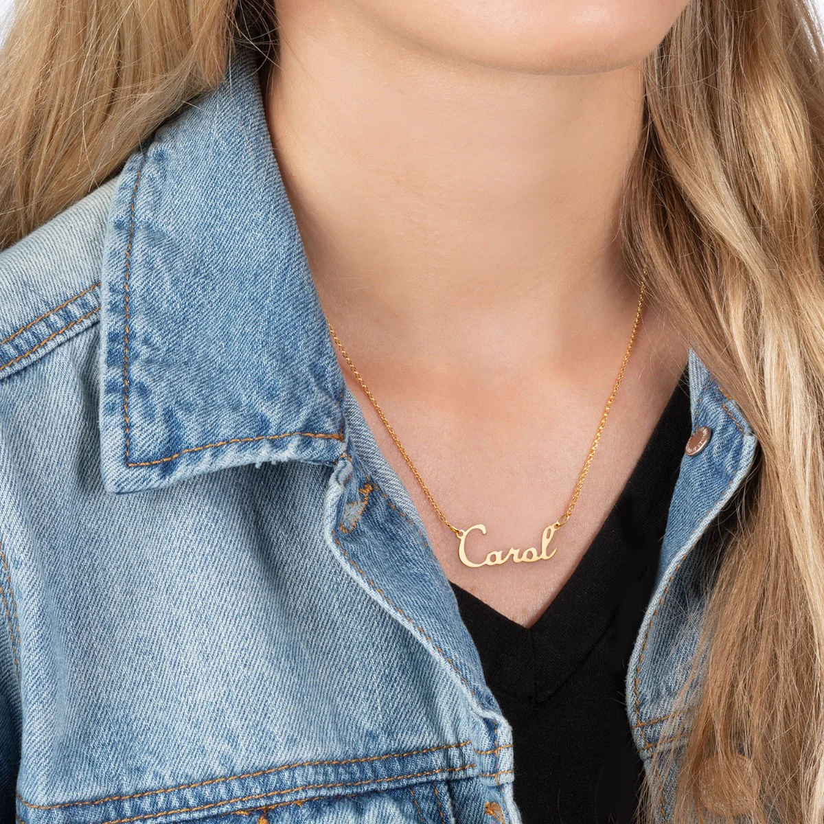 PREMIUM 14K Gold over Sterling Script Name Necklace - Image 2