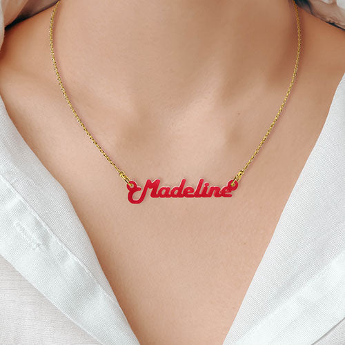 Retro Script Acrylic Name Plaque Necklace - Image 3