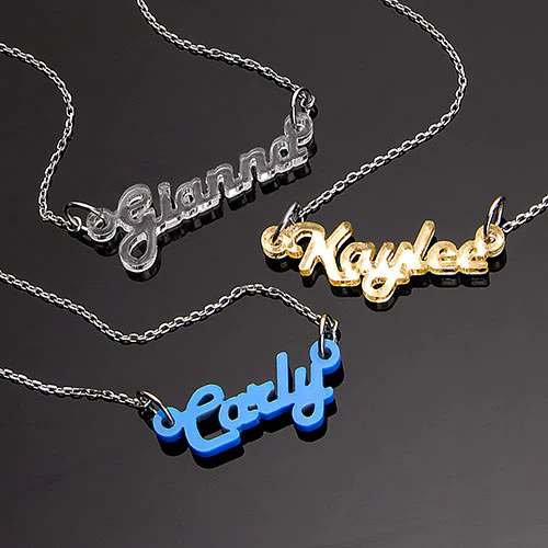 Retro Script Acrylic Name Plaque Necklace - Image 5