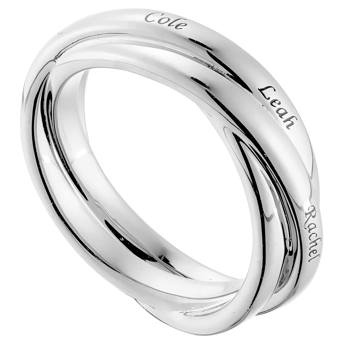Rhodium Plated Interlocking Name Rings - Image 3