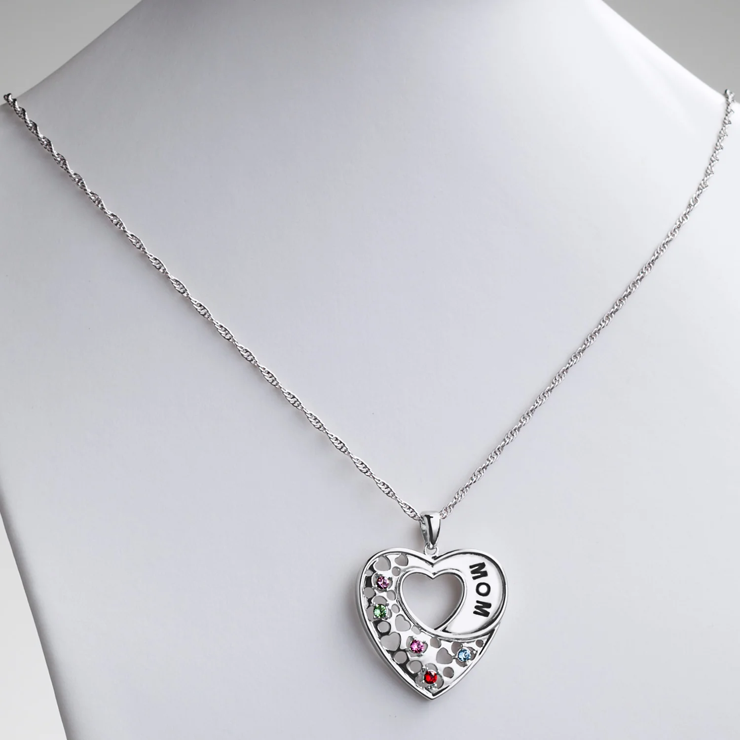 MOM Heart Birthstone Pendant - Image 4