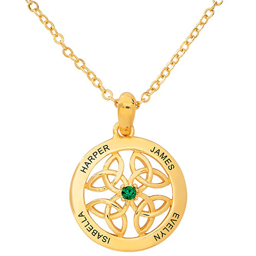 Rhodium Plated Trinity Family Circle Necklace - Image 4