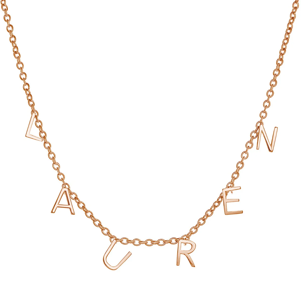 14K Rose Gold over Sterling Dainty Name Choker