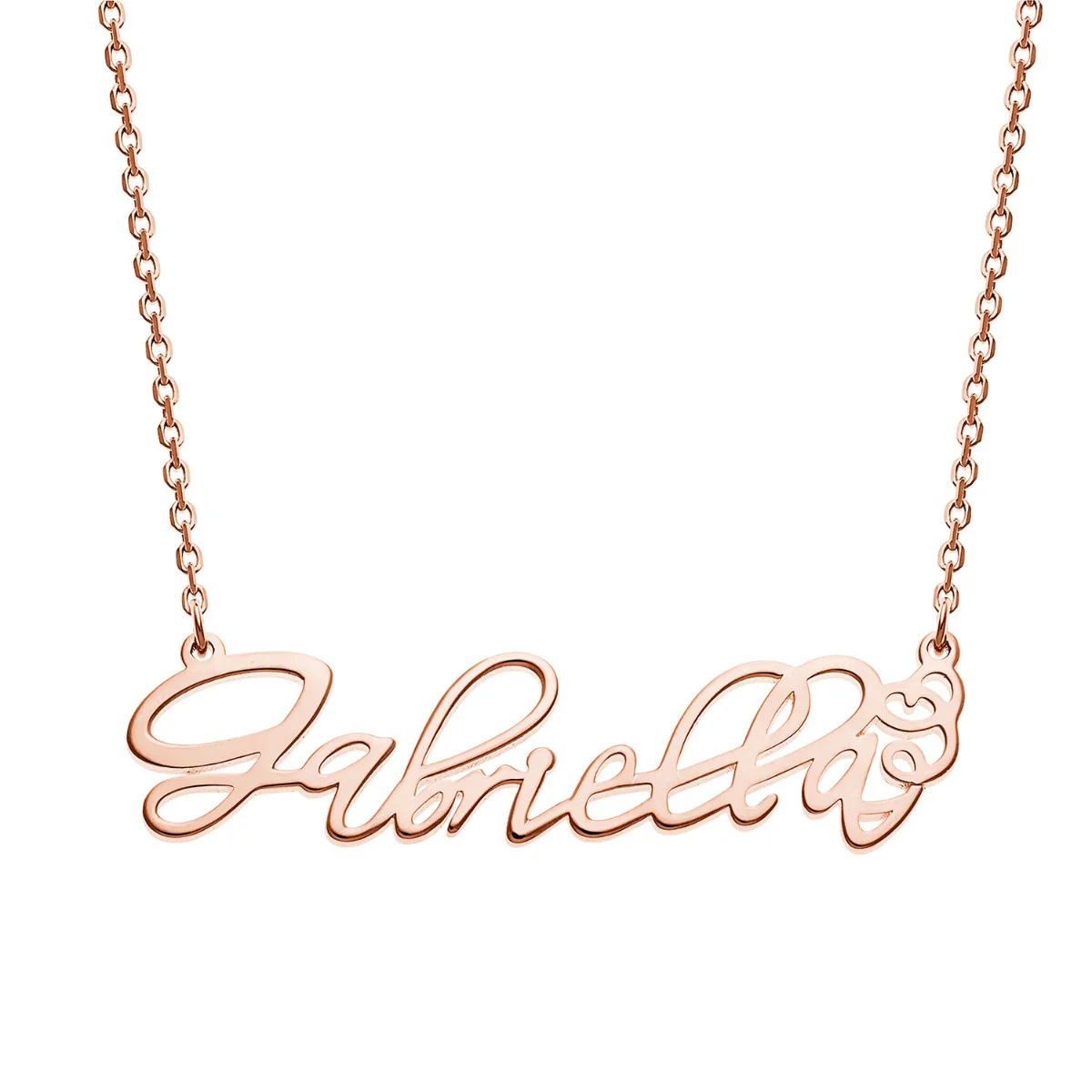 14K Rose Gold over Sterling Fancy Script Name Necklace - Image 2