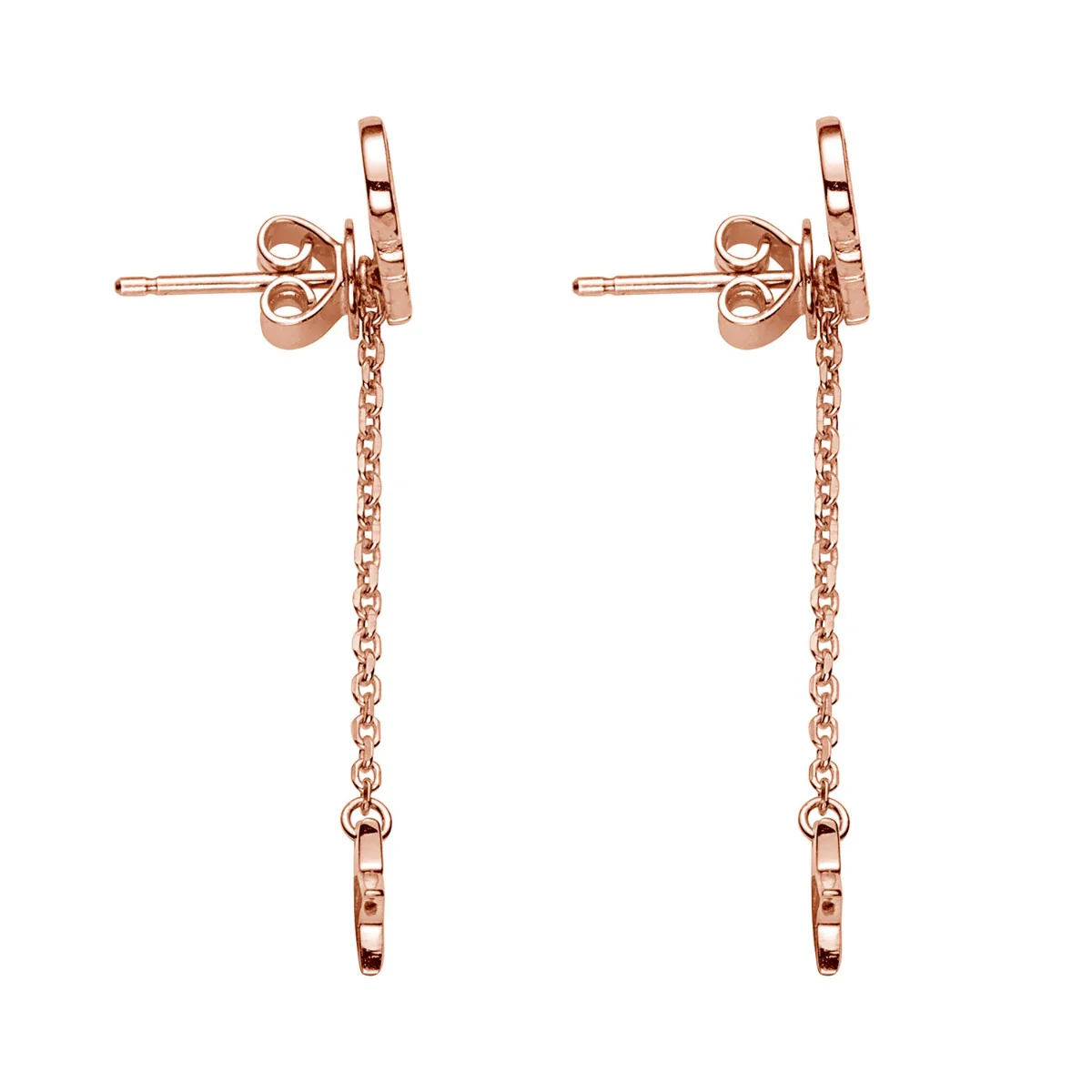 14K Rose Gold over Sterling Name with Moon Charm Dangle Crawler Earrings - Image 4
