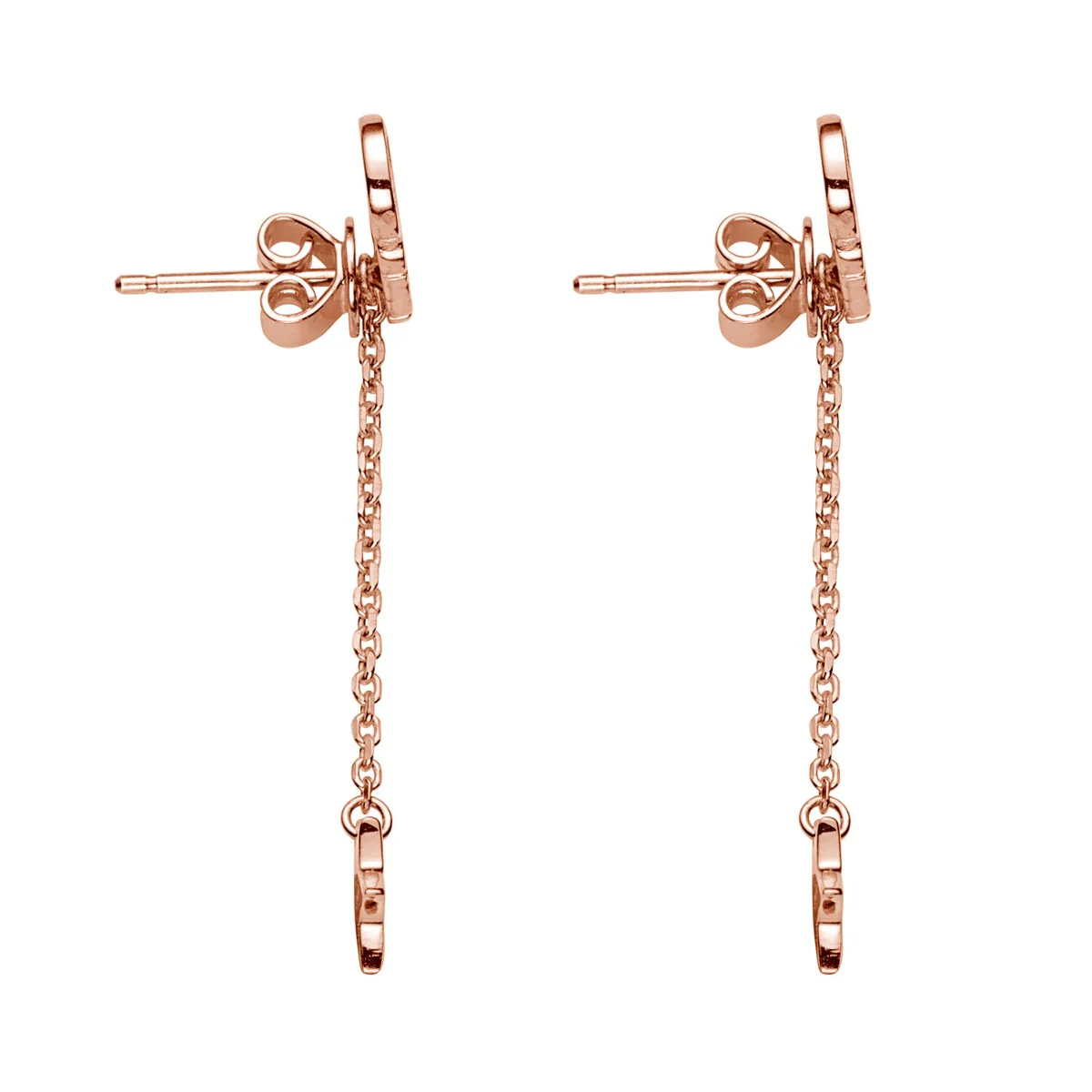 14K Rose Gold over Sterling Name with Star Charm Dangle Crawler Earrings - Image 4