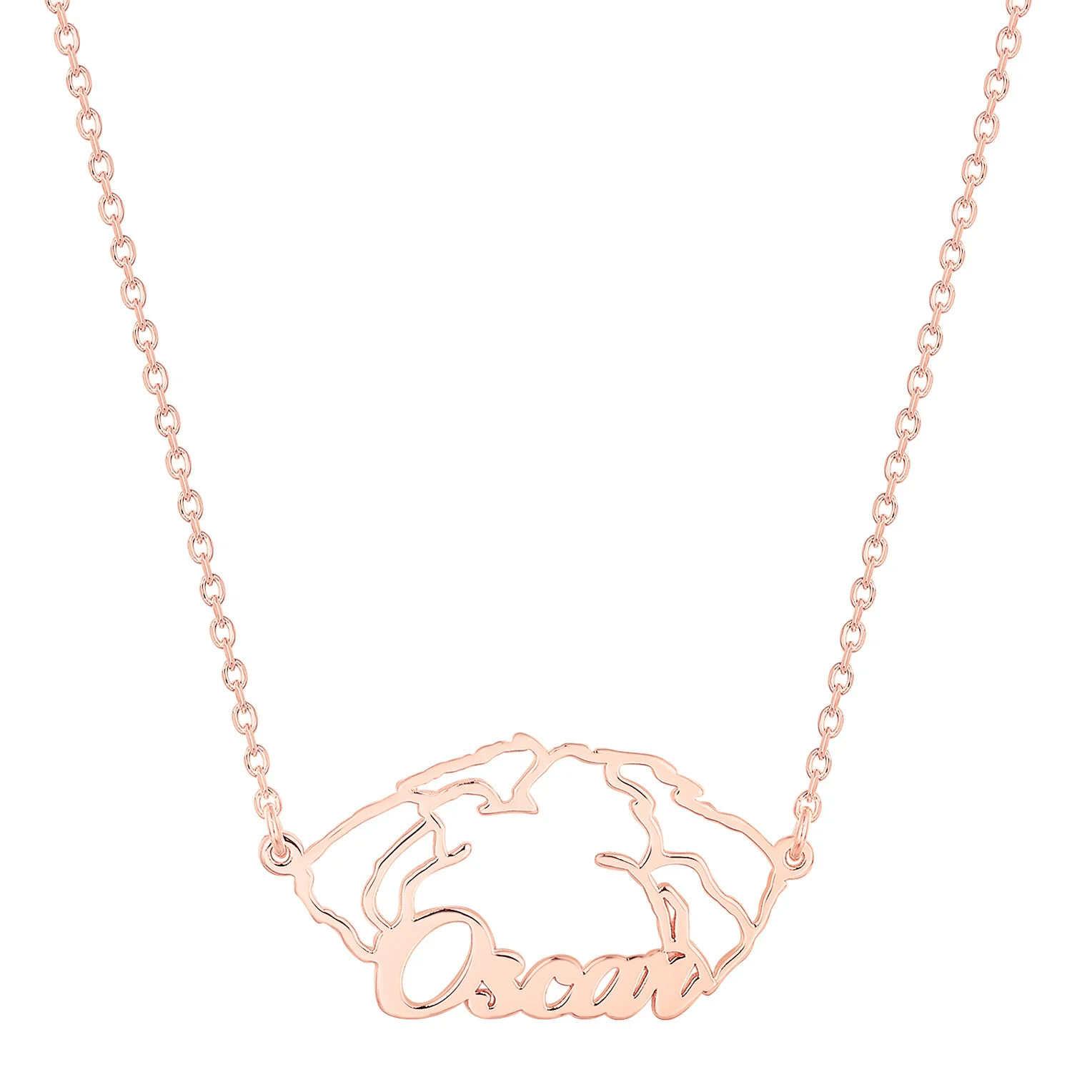 Rose Gold over Sterling Personalized Puppy Ears Necklace - Image 3