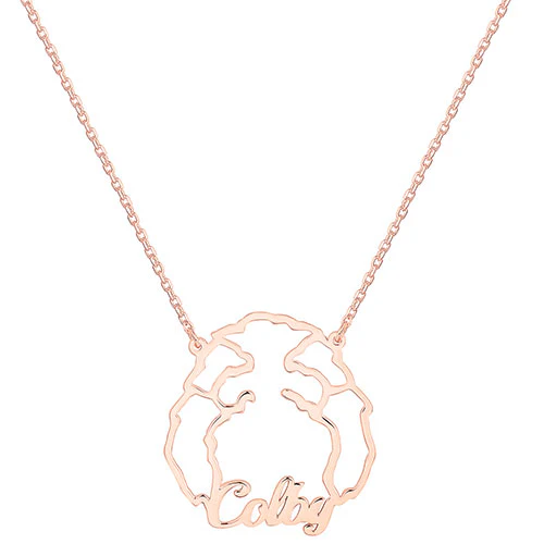Rose Gold over Sterling Personalized Puppy Ears Necklace - Image 5