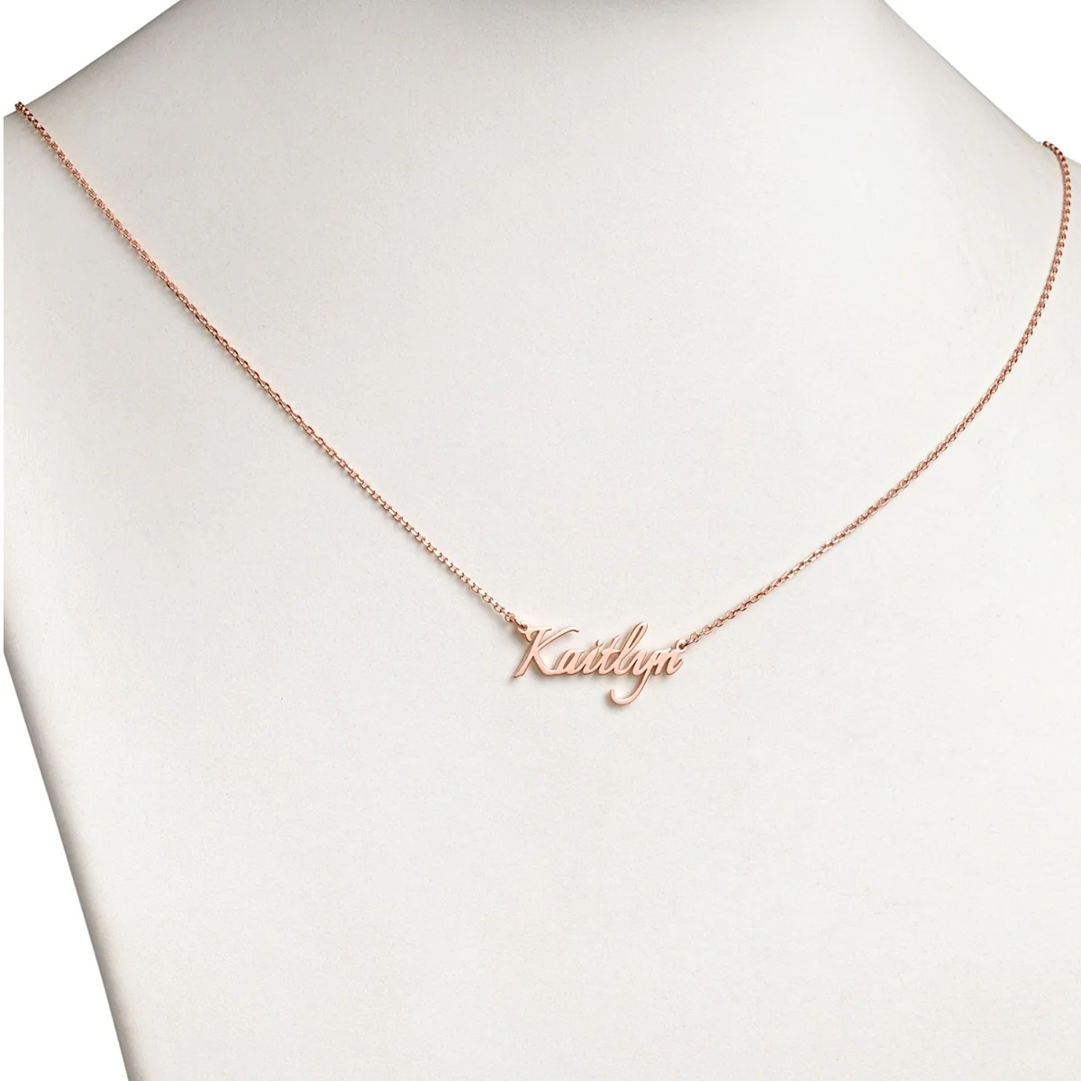 14K Rose Gold over Sterling Petite Fancy Script Name Necklace - Image 2