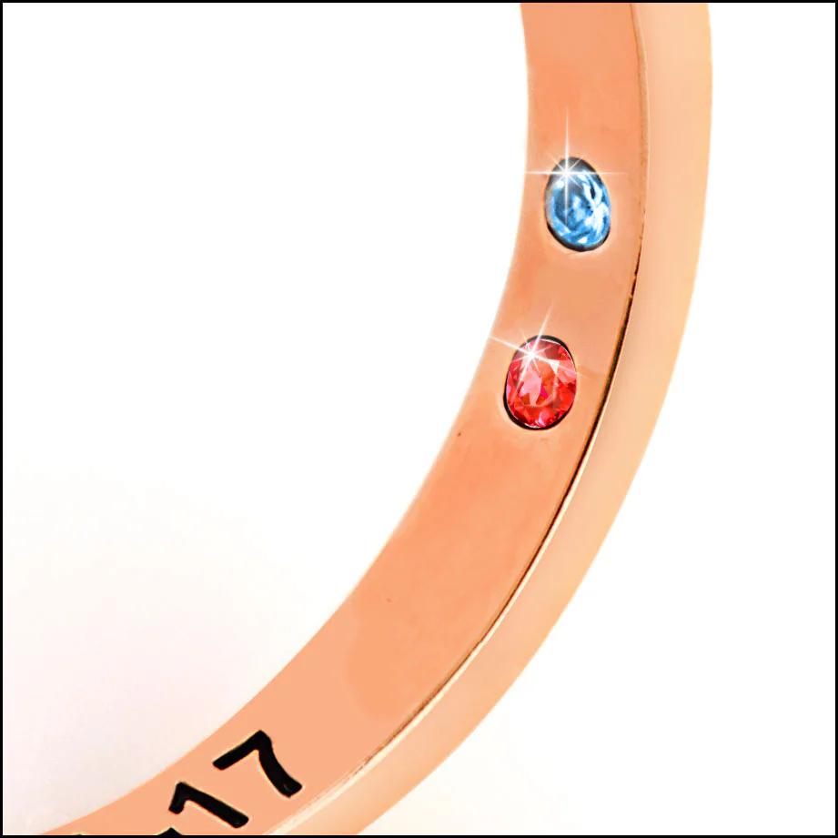 Rose Gold over Sterling Round Hidden Halo White Topaz Hidden Birthstone Engagement Ring - Image 5