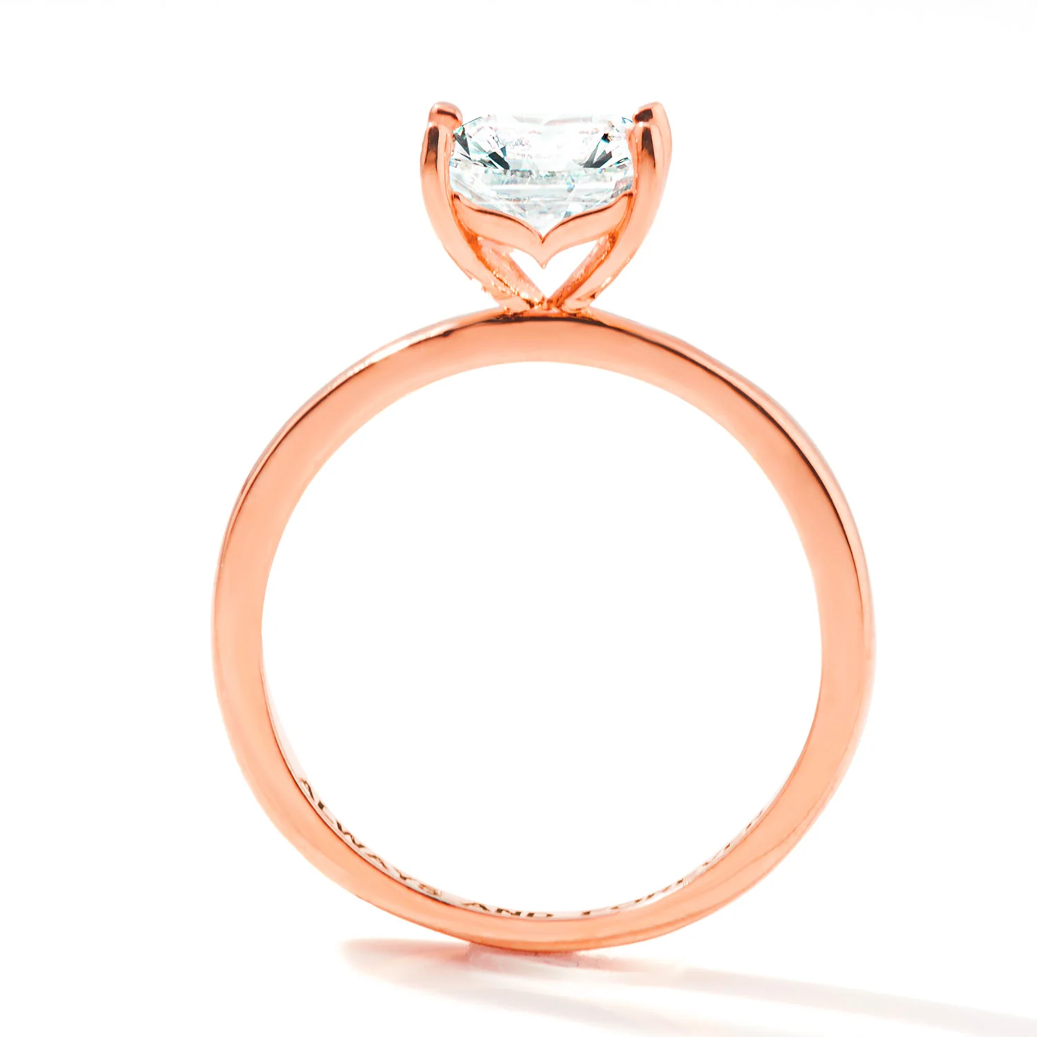 Rose Gold over Sterling Square White Topaz Hidden Messages Birthstone Ring - Image 6