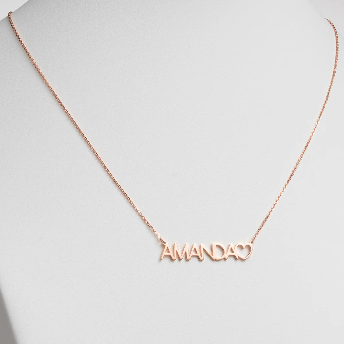 14K Rose Gold over Sterling Uppercase Name Necklace With Heart - Image 2