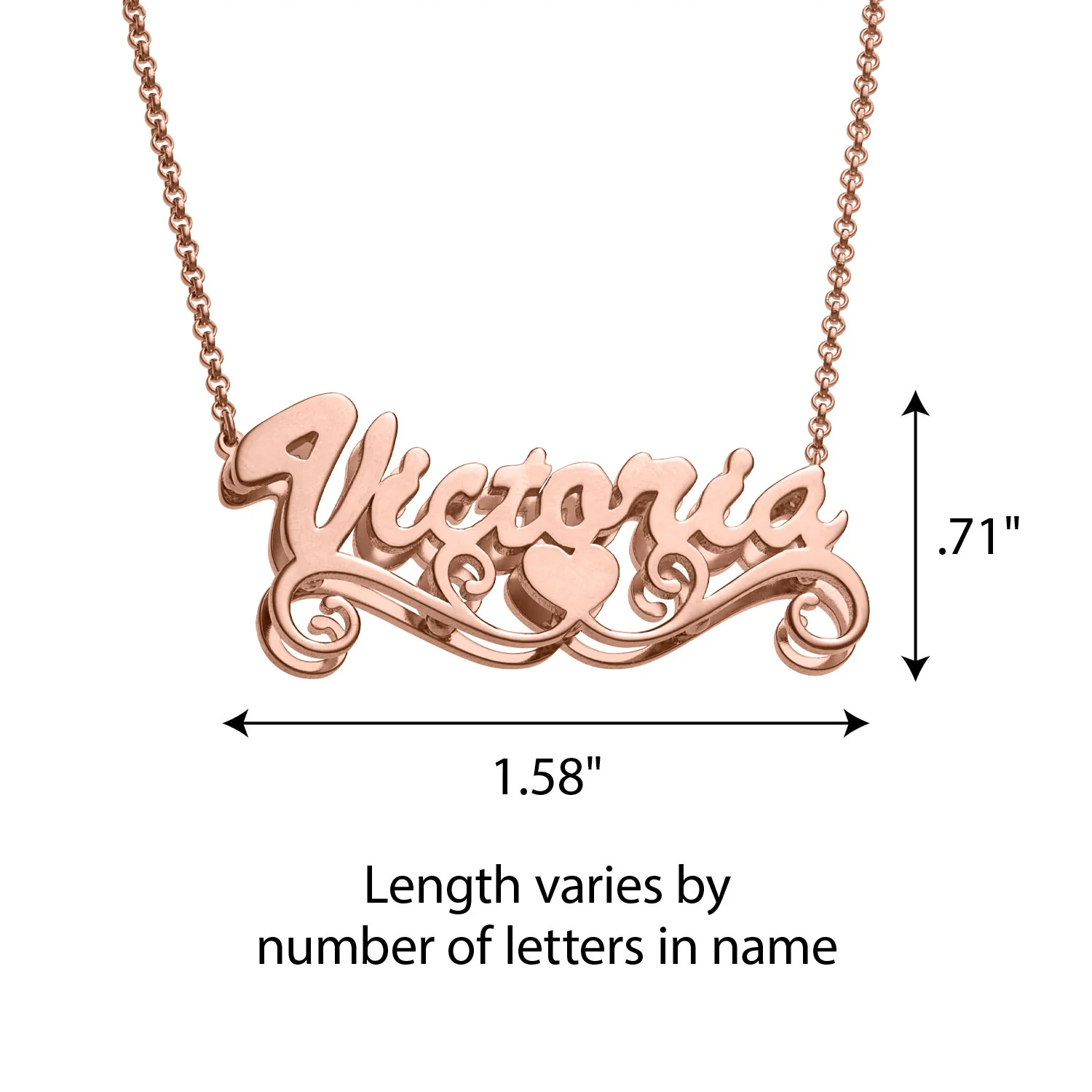 Personalized 14K Rose Gold Plated Double Nameplate Necklace - Image 4