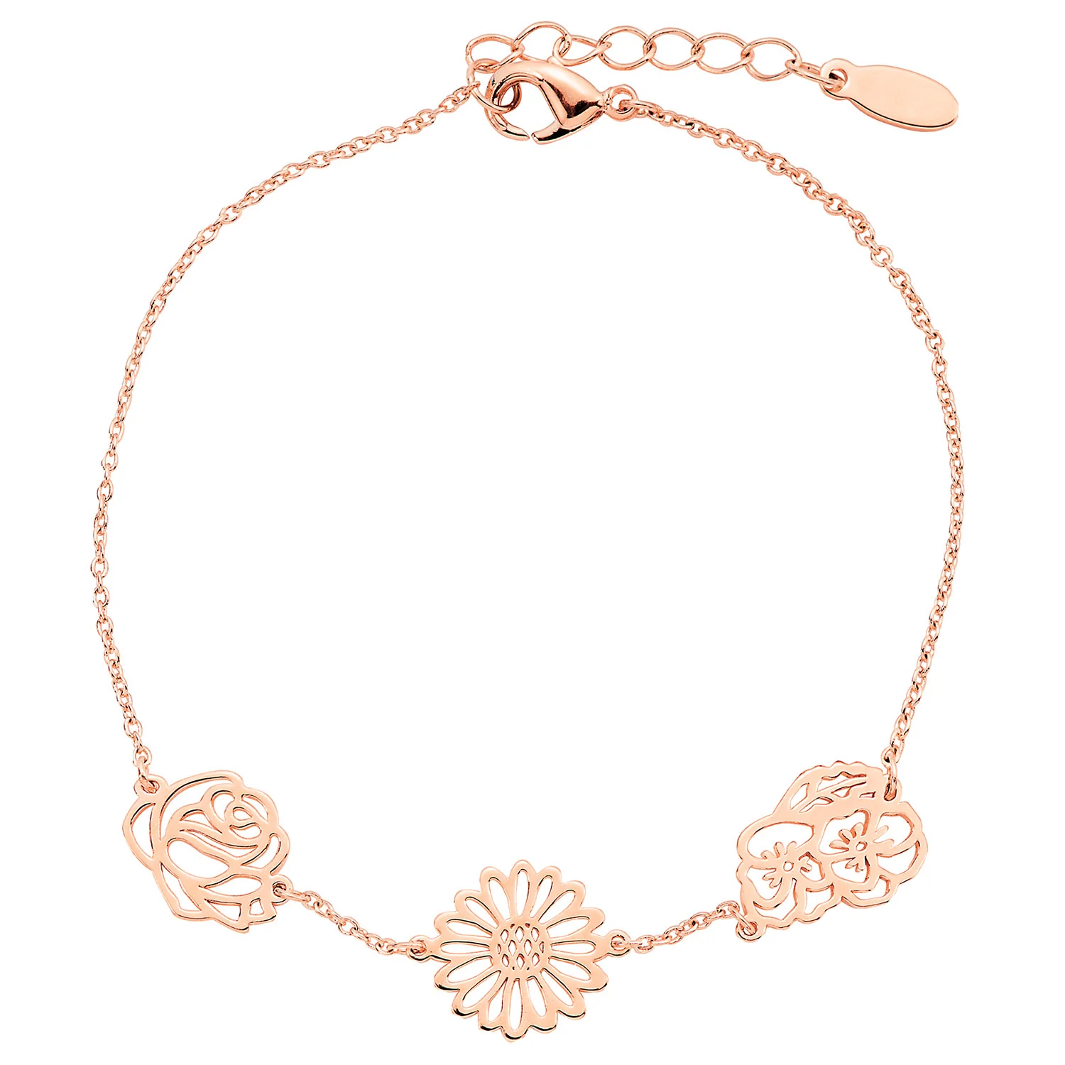 Rose Gold Plated Birthmonth Flower Station Bracelet - Image 4