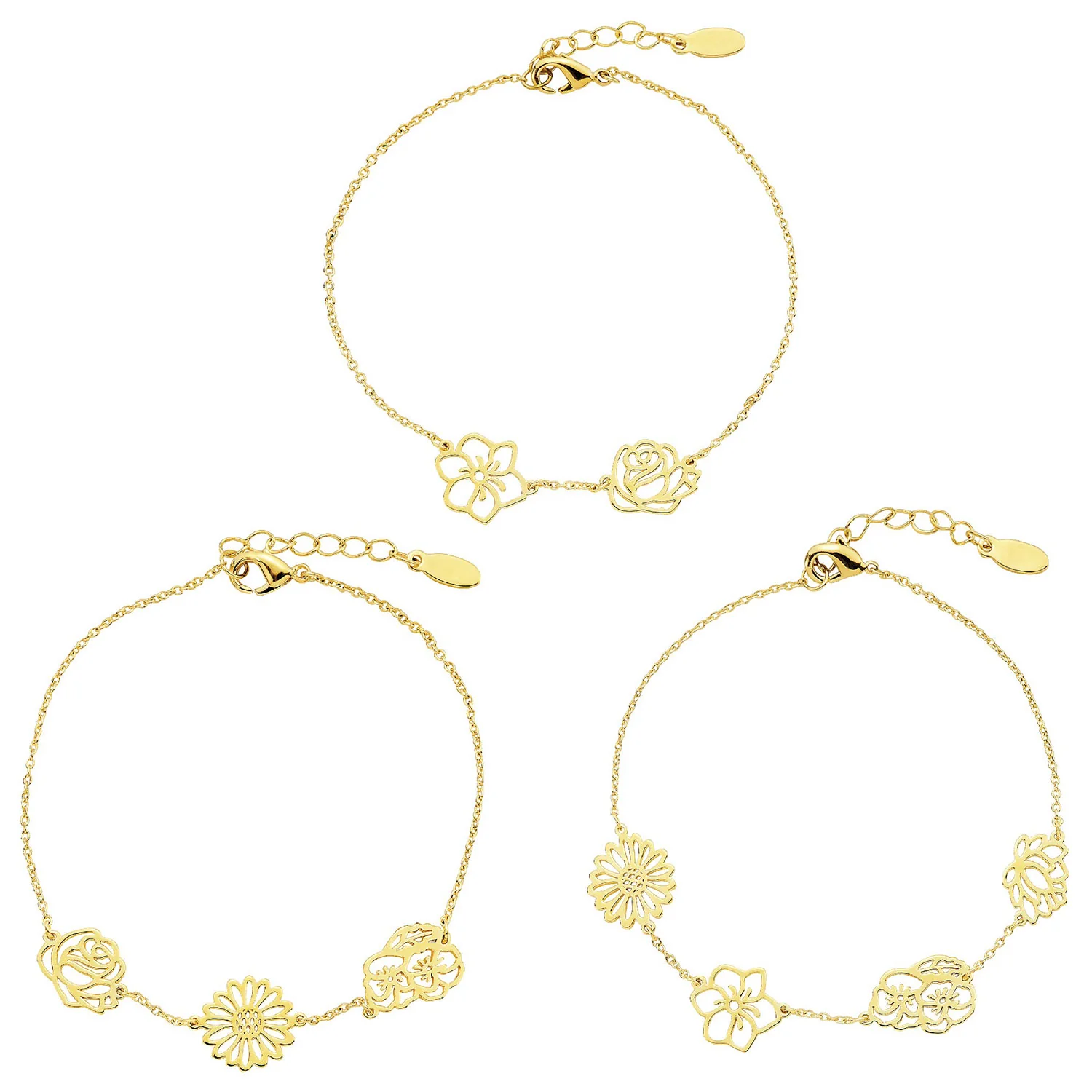 Rose Gold Plated Birthmonth Flower Station Bracelet - Image 6
