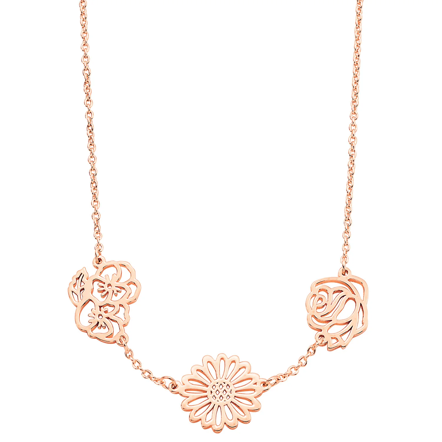 Rose Gold Plated Birthmonth Flower Station Necklace - Image 4