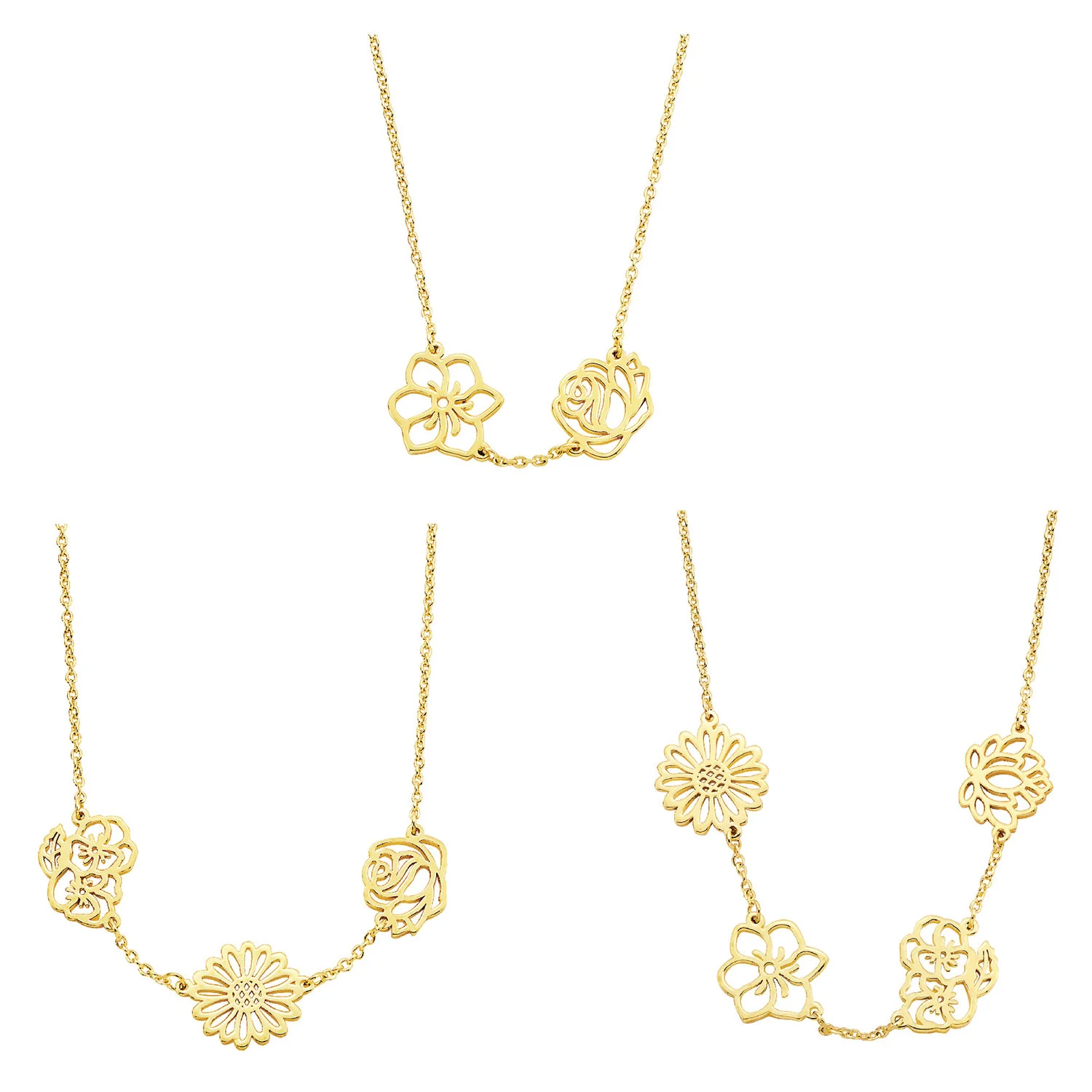 Rose Gold Plated Birthmonth Flower Station Necklace - Image 6