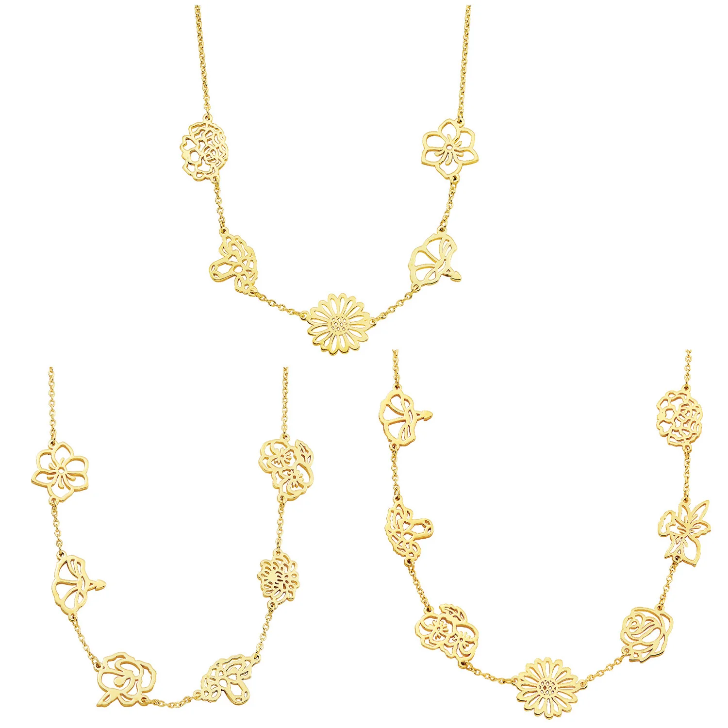 Rose Gold Plated Birthmonth Flower Station Necklace - Image 7