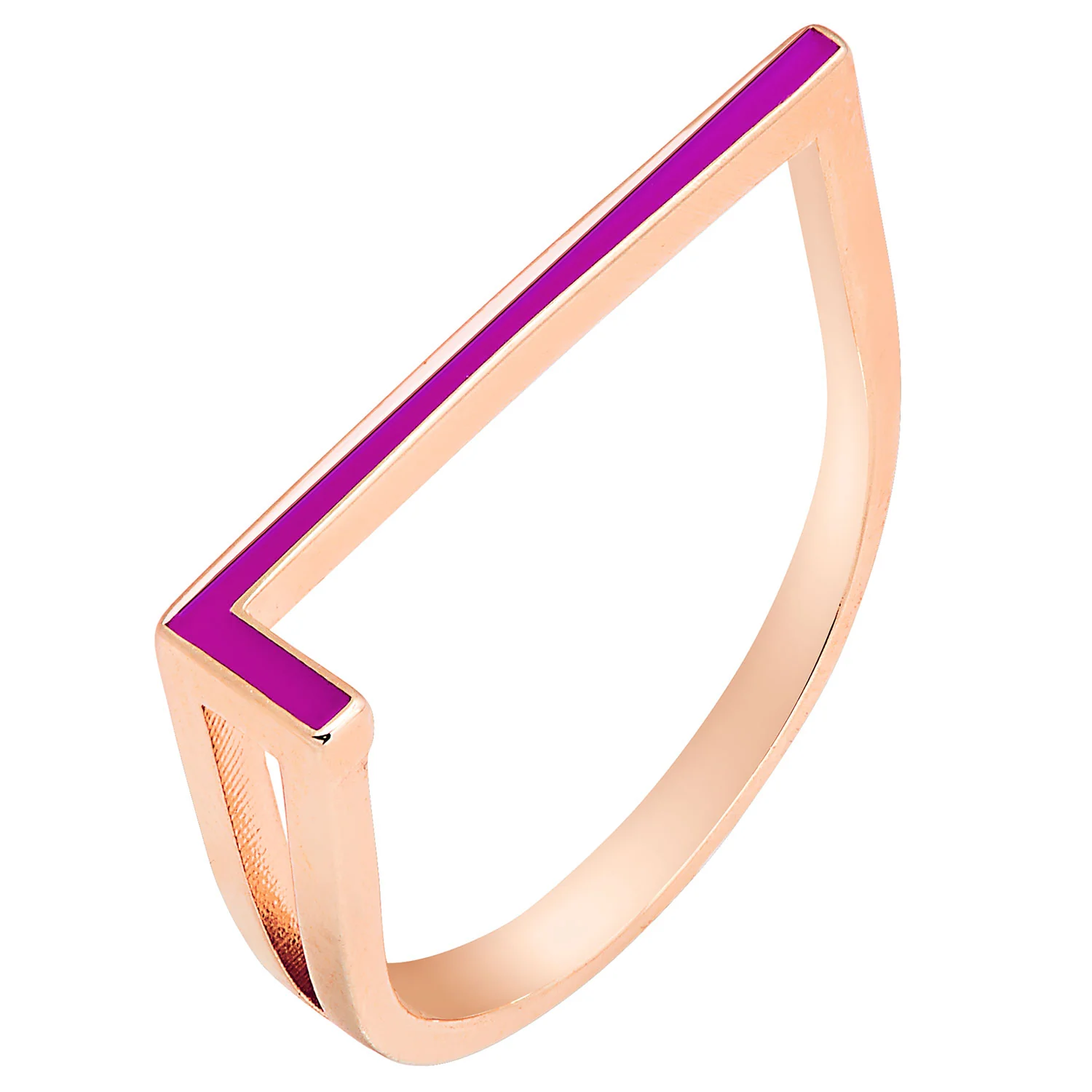 Rose Gold Plated Bold Birthmonth Enamel Horizontal Initial Ring - Image 5
