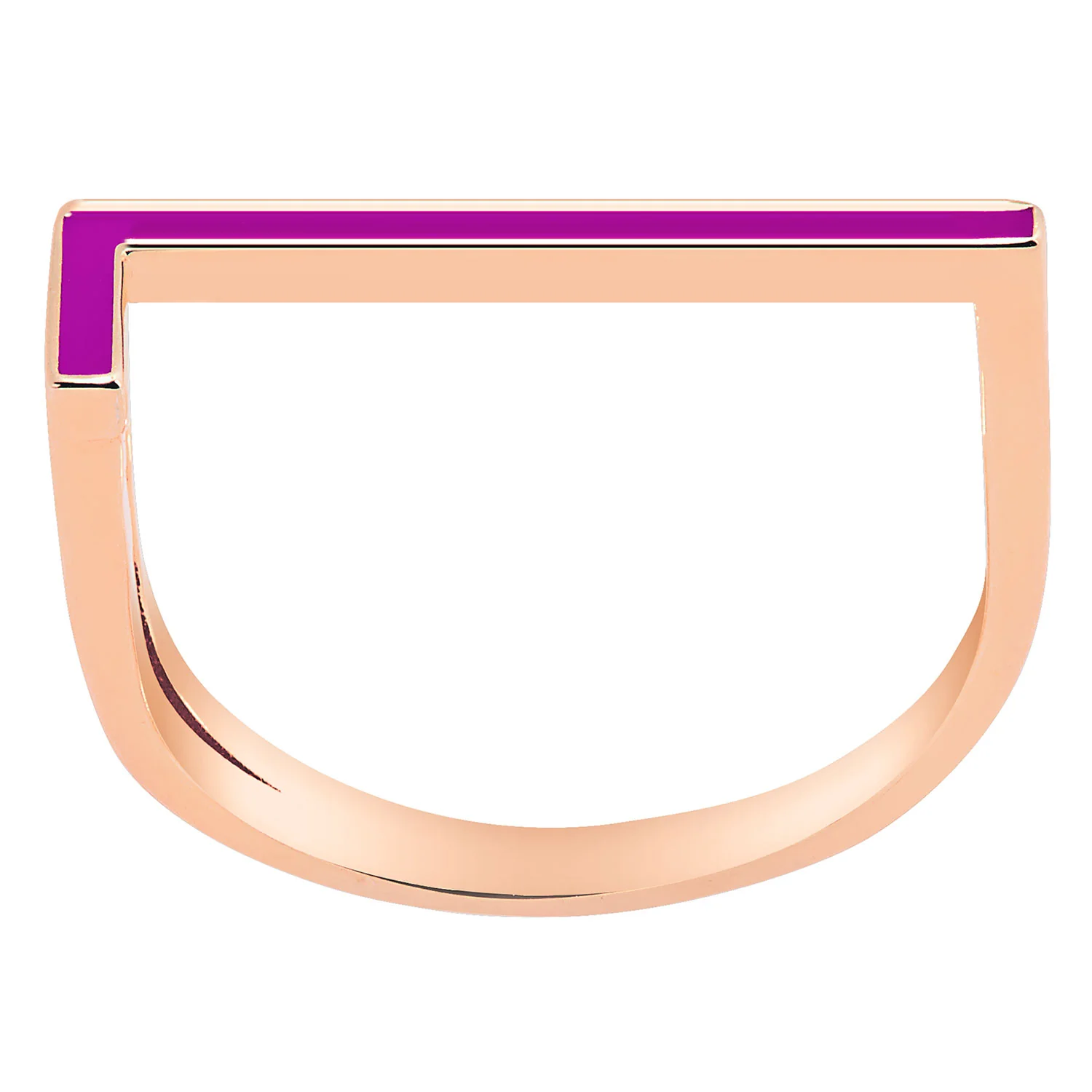 Rose Gold Plated Bold Birthmonth Enamel Horizontal Initial Ring - Image 6