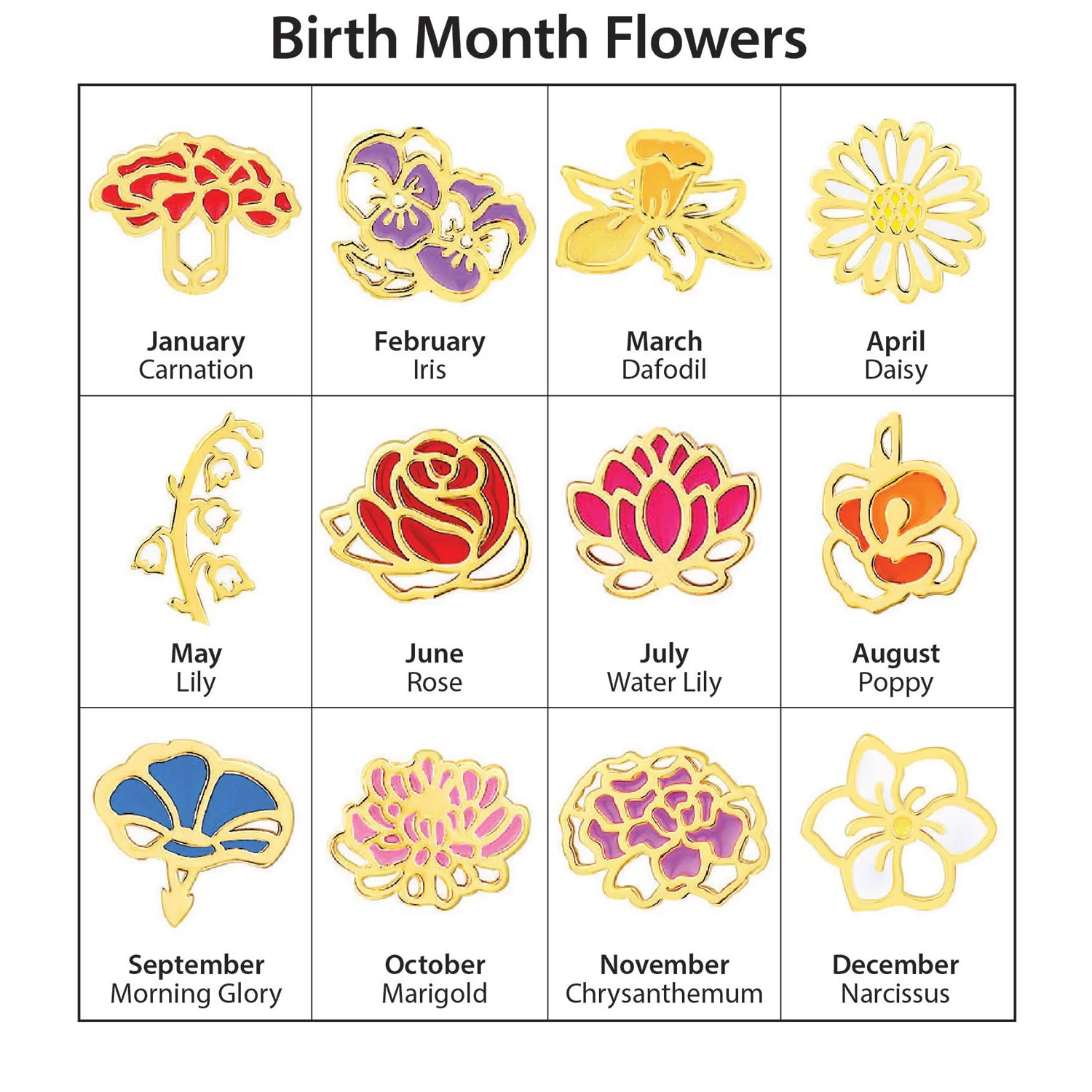 Rose Gold Plated Enamel Birthmonth Flower Station Bracelet - Image 6