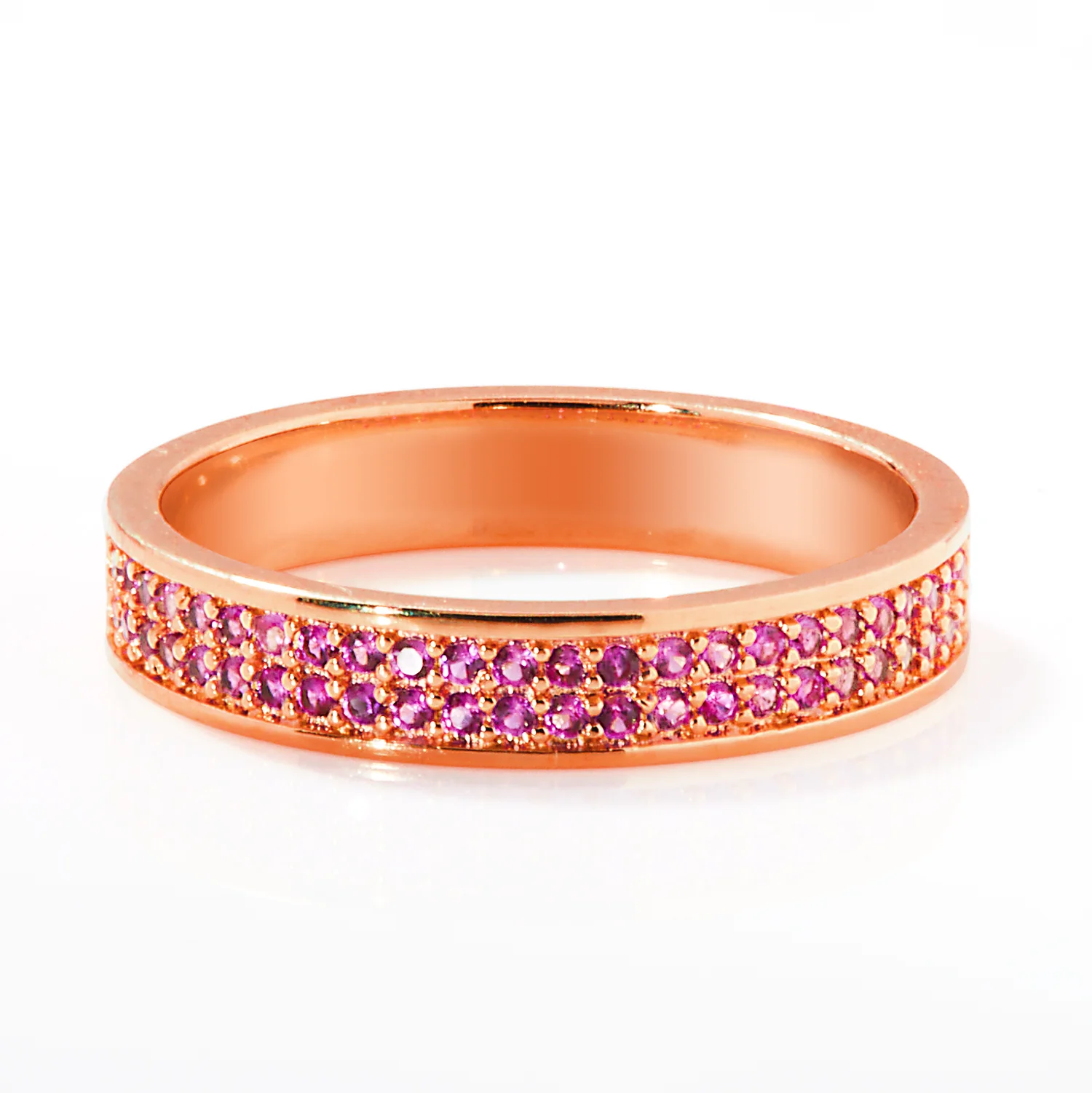 Rose Gold Plated Reversible Birthmonth Enamel Pave Square Band Ring - Image 5