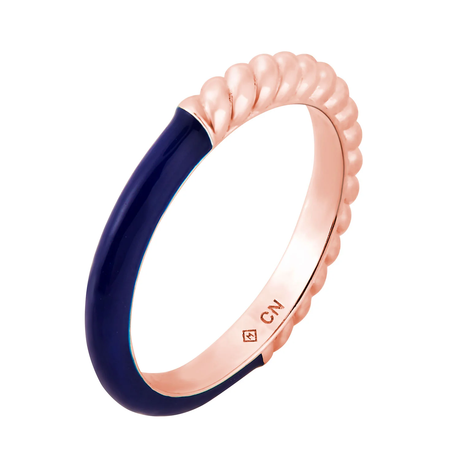 Rose Gold Plated Reversible Birthmonth Enamel Roped Ring - Image 2