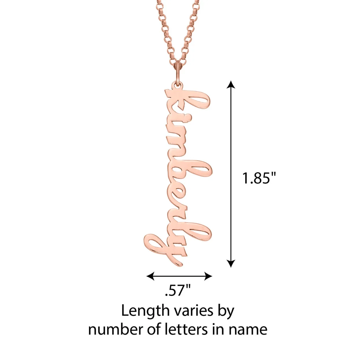 14K Rose Gold Plated Vertical Lowercase Script Name Necklace - Image 4