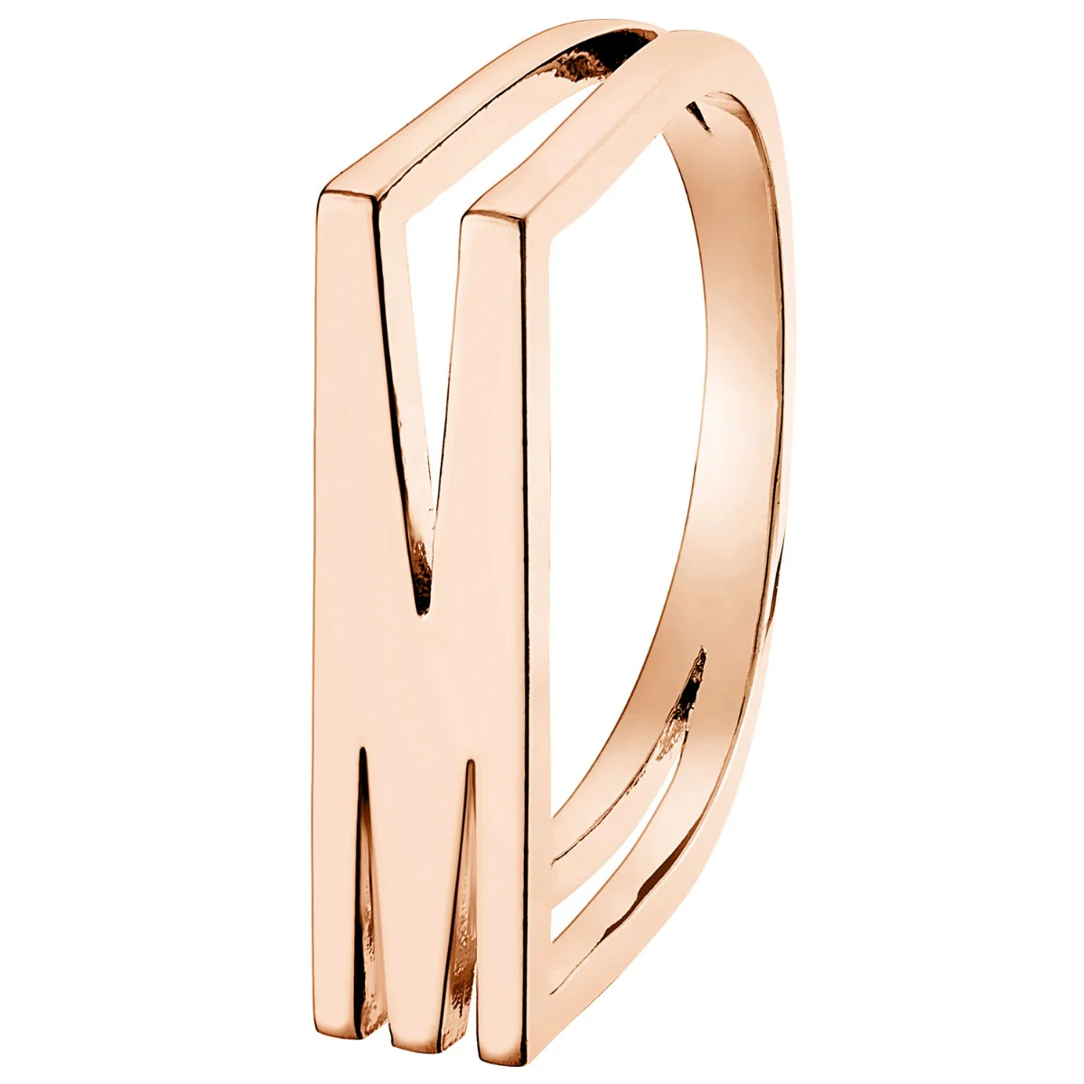14K Rose Gold Plated Bold Horizontal Initial Ring - Image 10