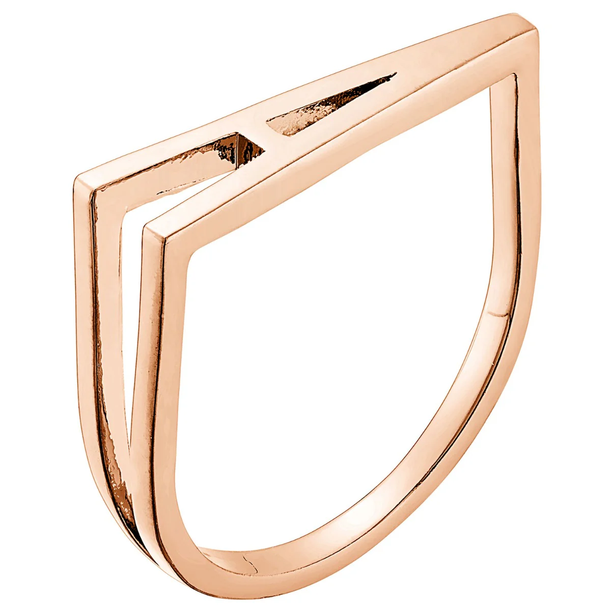 14K Rose Gold Plated Bold Horizontal Initial Ring - Image 4