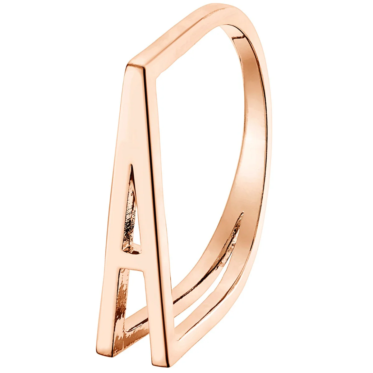 14K Rose Gold Plated Bold Horizontal Initial Ring - Image 5
