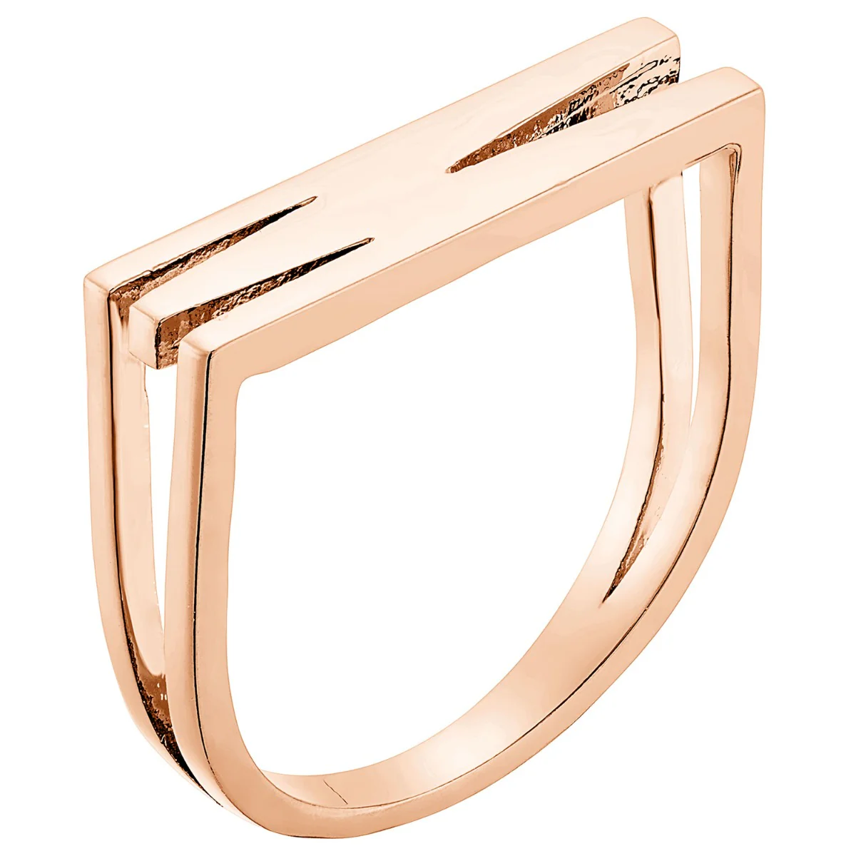 14K Rose Gold Plated Bold Horizontal Initial Ring - Image 9