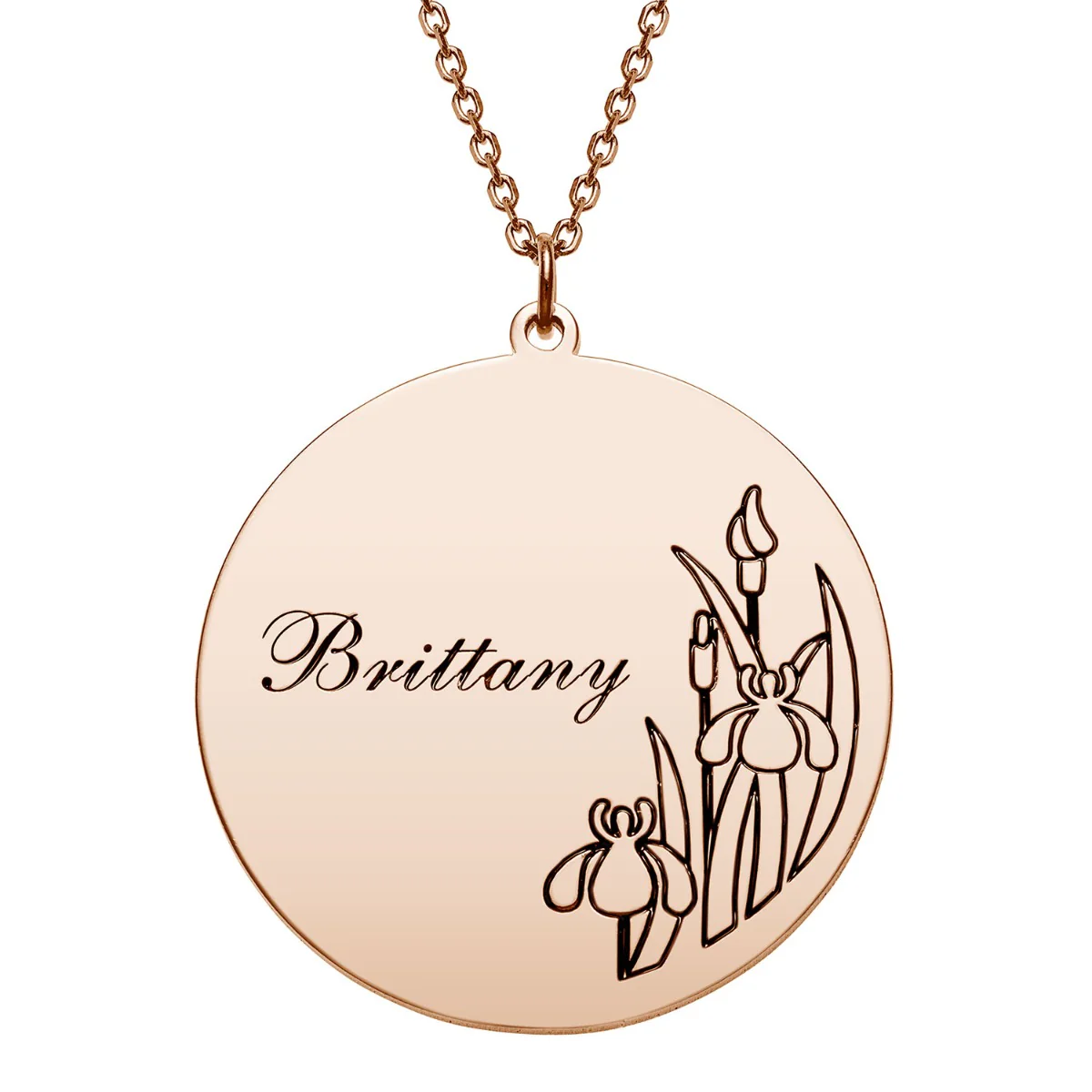 14K Rose Gold Plated Engraved Name and Birth Flower Necklace - Image 4