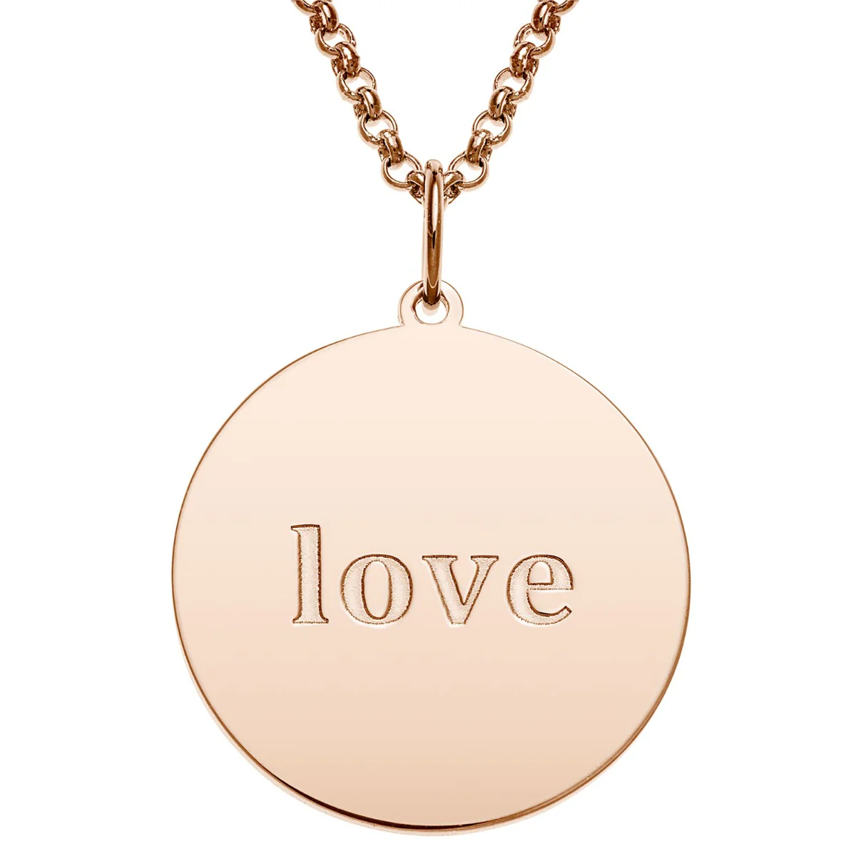 14K Rose Gold Plated Engraved Name and Love Character Disc Necklace - Image 2
