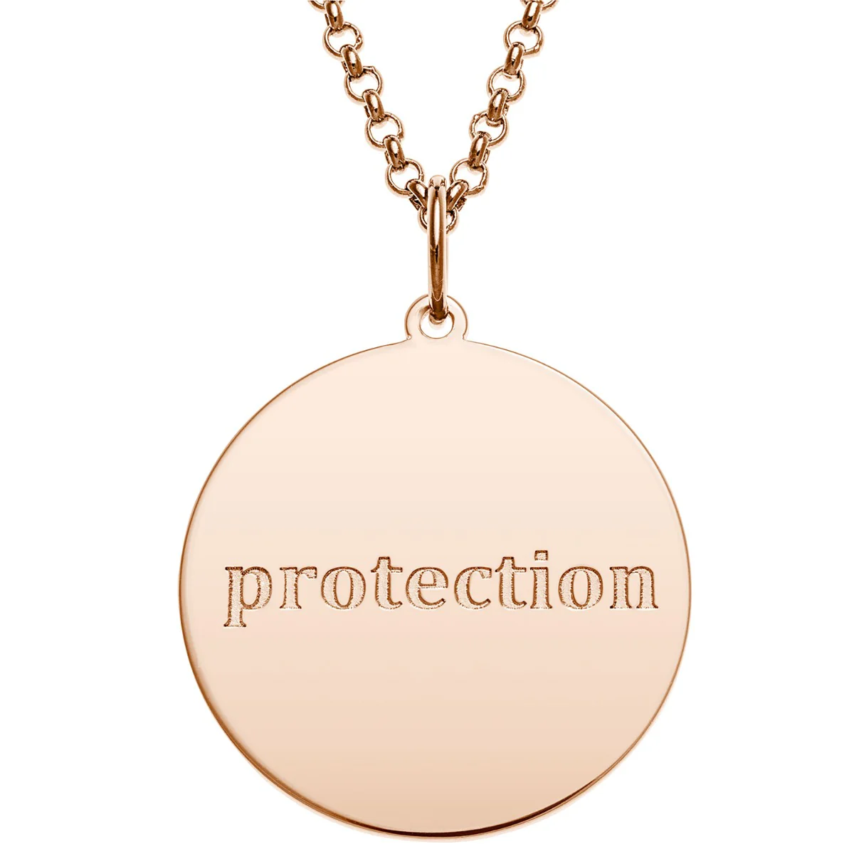 14K Rose Gold Plated Engraved Name and Protection Character Disc Necklace - Image 3