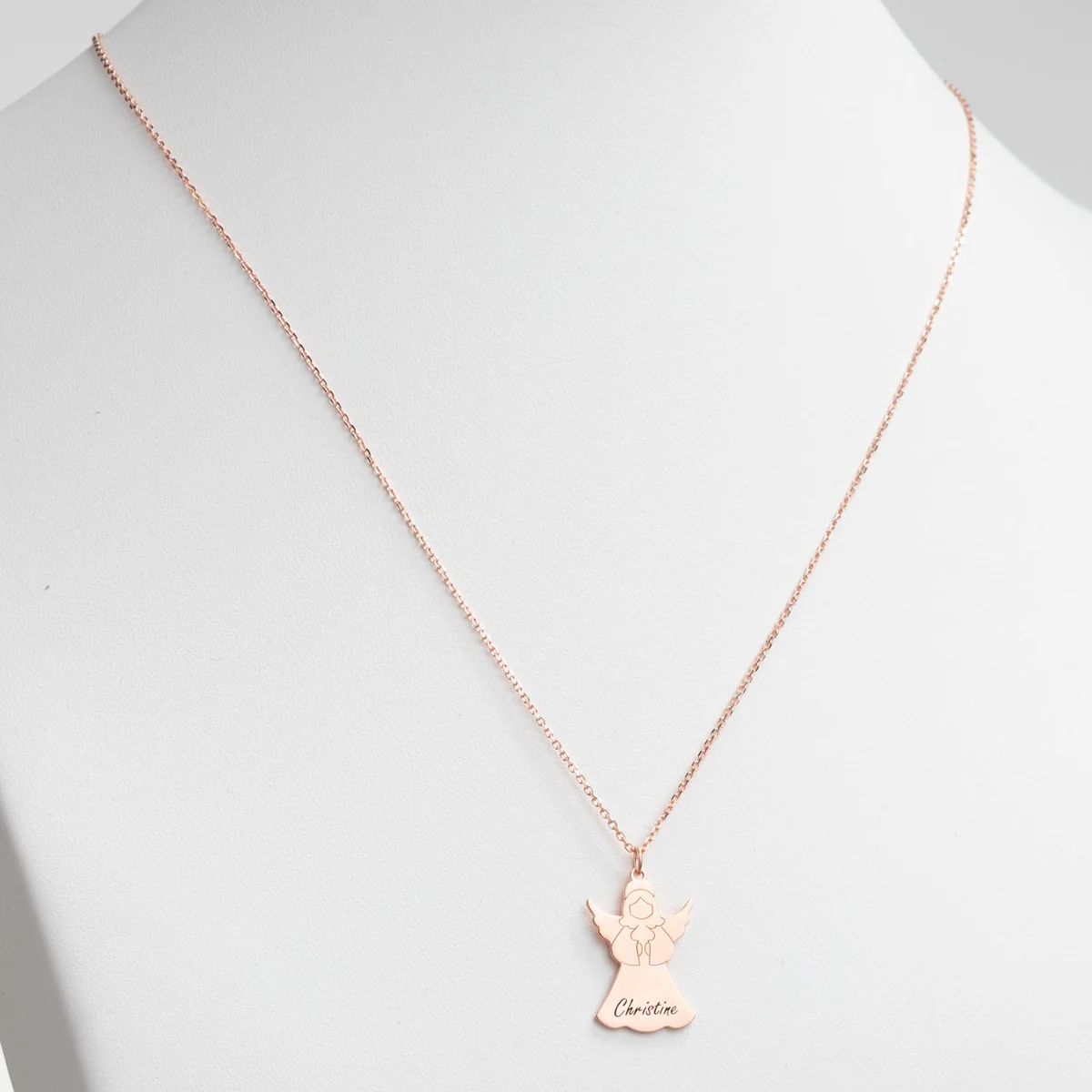 14K Rose Gold Plated Engraved Name Angel Necklace - Image 2