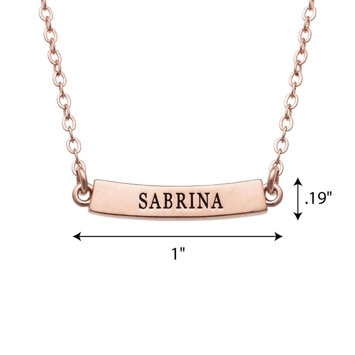 14K Rose Gold Plated Engraved Name Curved Bar Necklace - Image 3