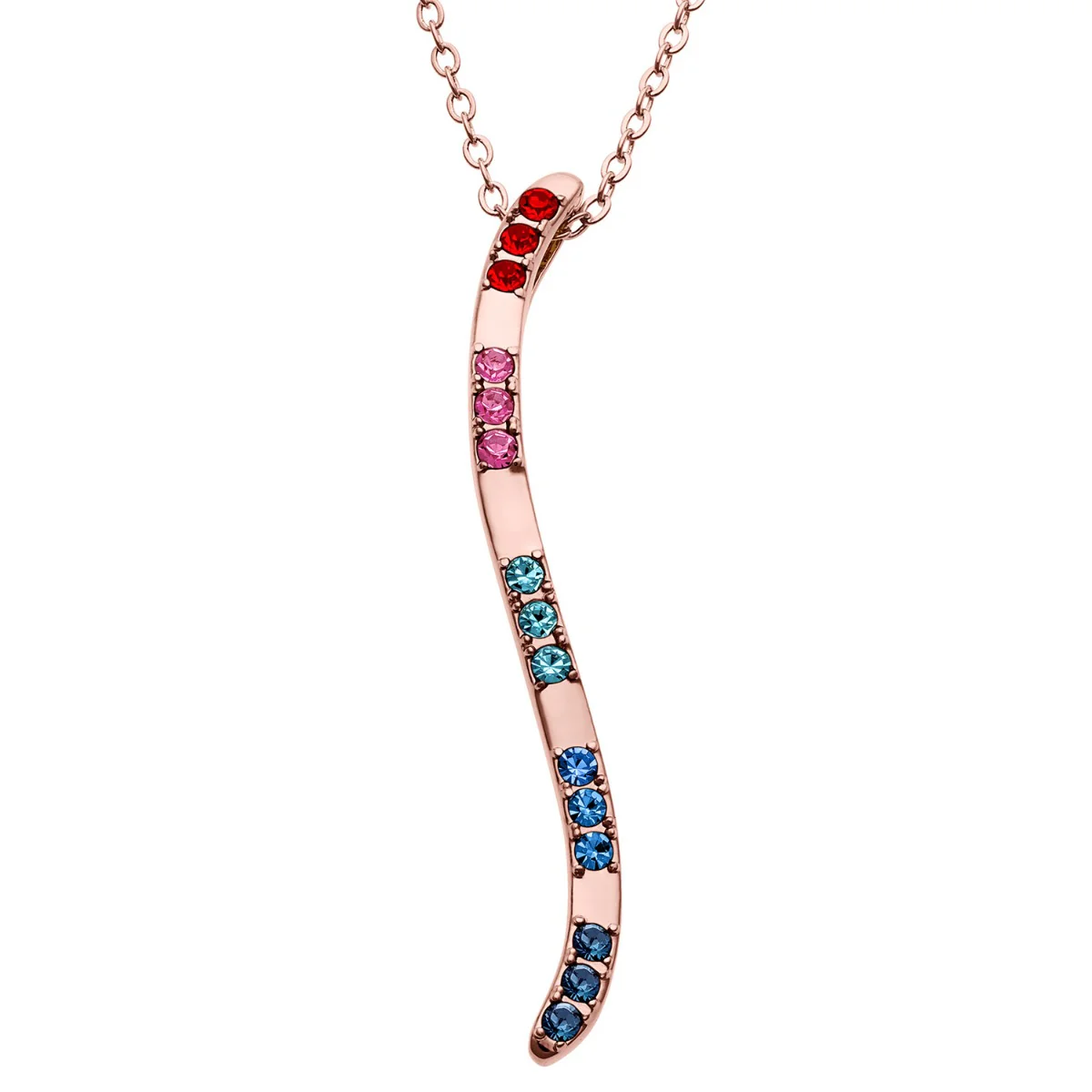 14K Rose Gold Plated Birthstone Wave Necklace - Image 2