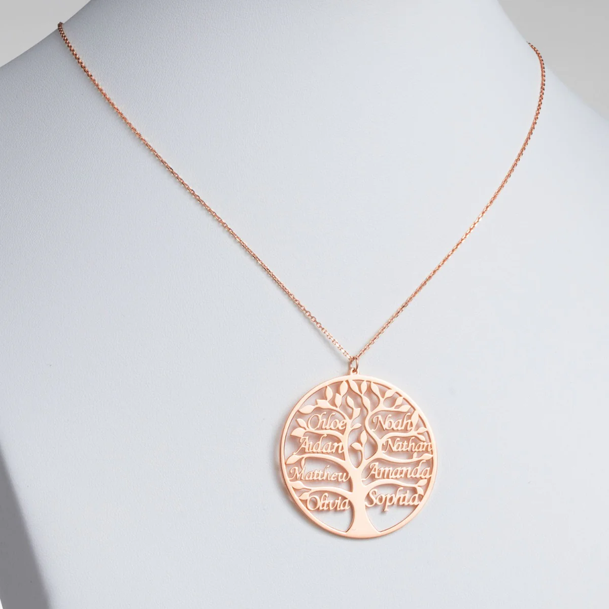 14K Rose Gold Plated Family Tree Name Necklace - Image 2