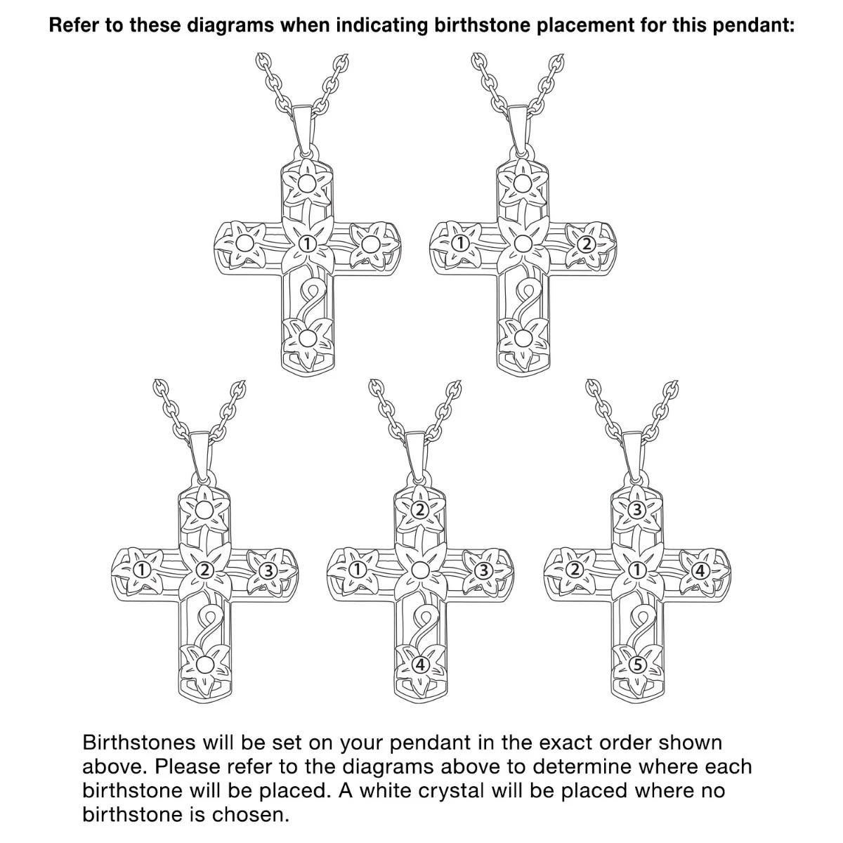 14K Rose Gold Plated Flower Cross Birthstone Pendant - Image 4